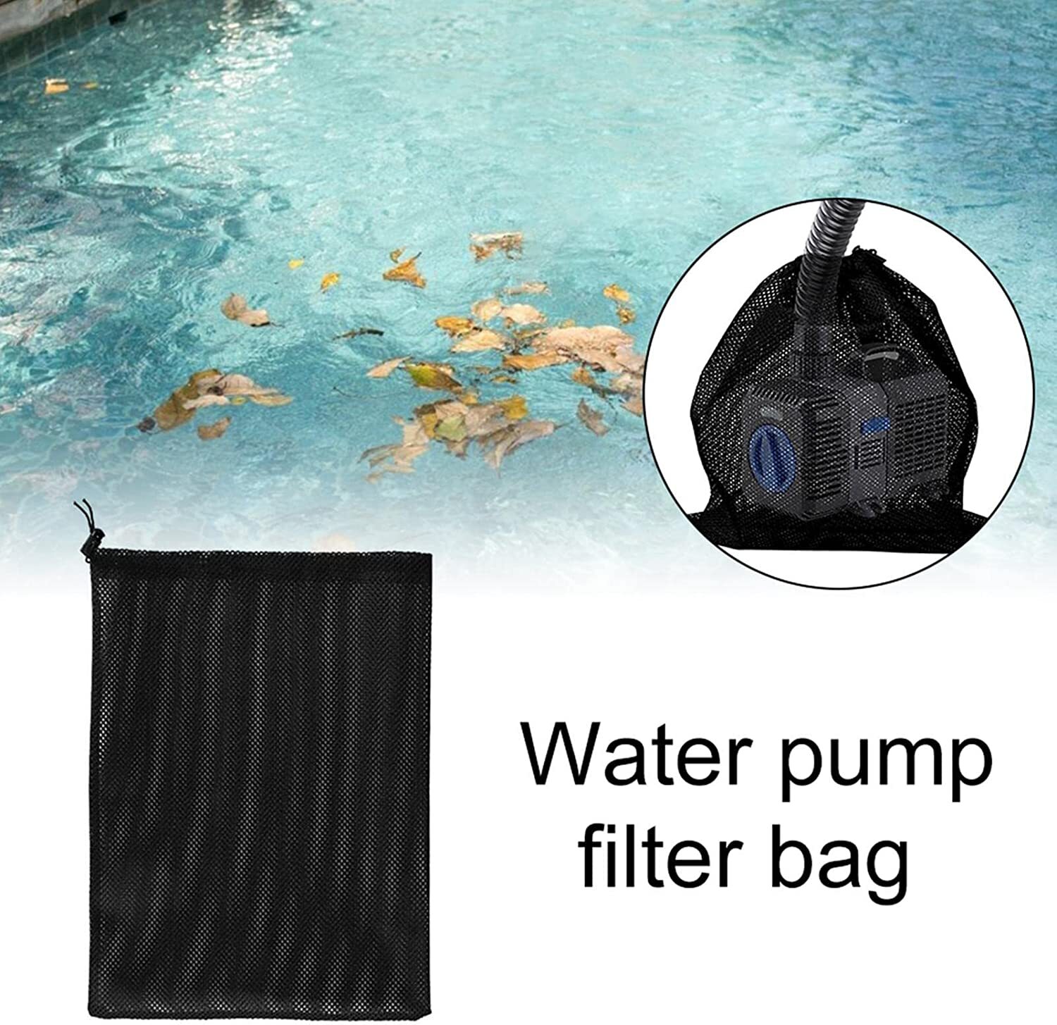 1/4Pc Water Pump Filter Net Tear Resistant Drawstring Pond Pump Barrier Mesh Bag