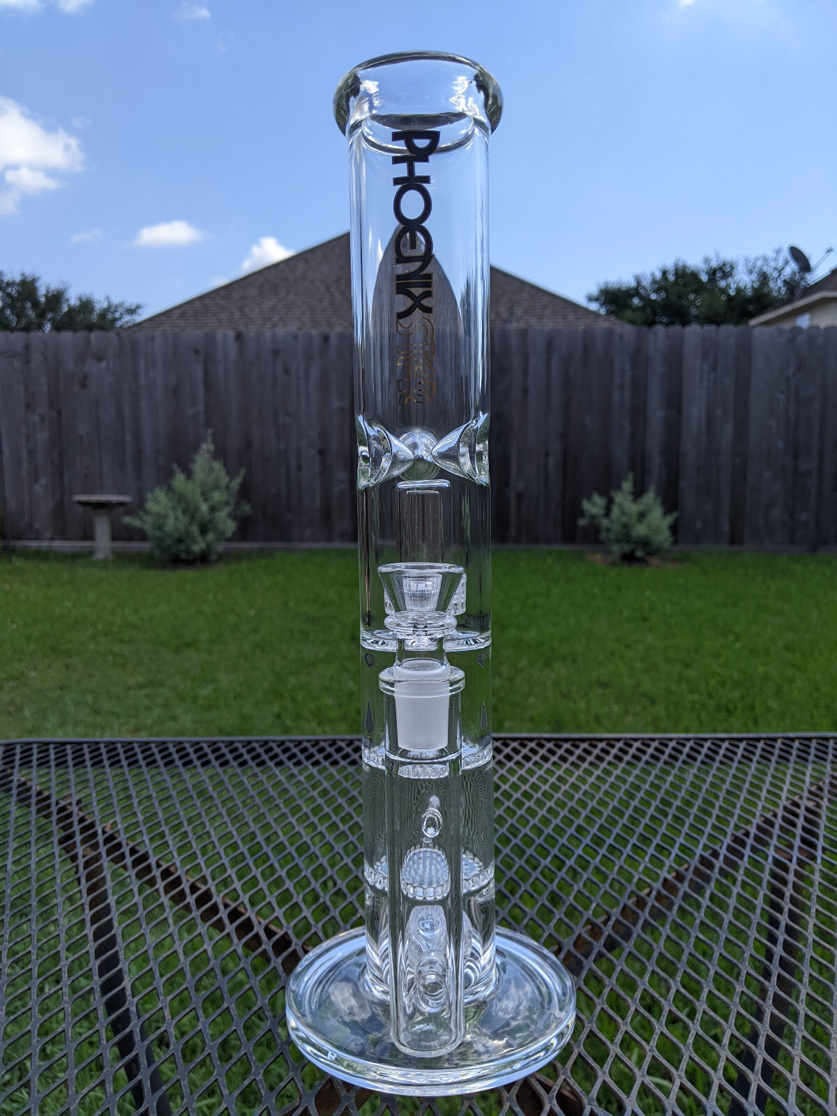 14" inch Glass Water Pipe Bong 4 Percolators - 2 Honeycomb Percs + 2 Matrix Perc