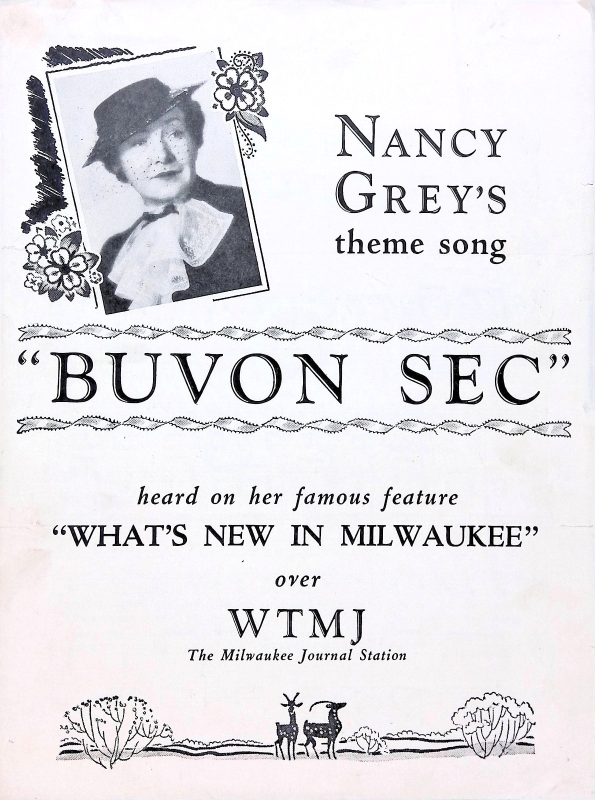 Buvon Sec Sheet Music Nancy Grey Theme Song What's New In Milwaukee WTMJ Radio