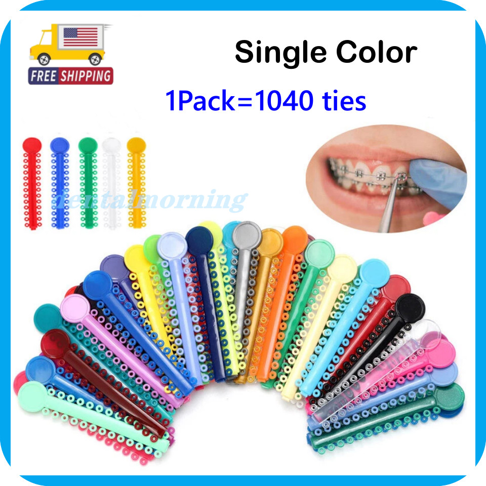 1040tie Dental Orthodontic Ligature Ties Braces Elastic Rubber Bands Mixed Color