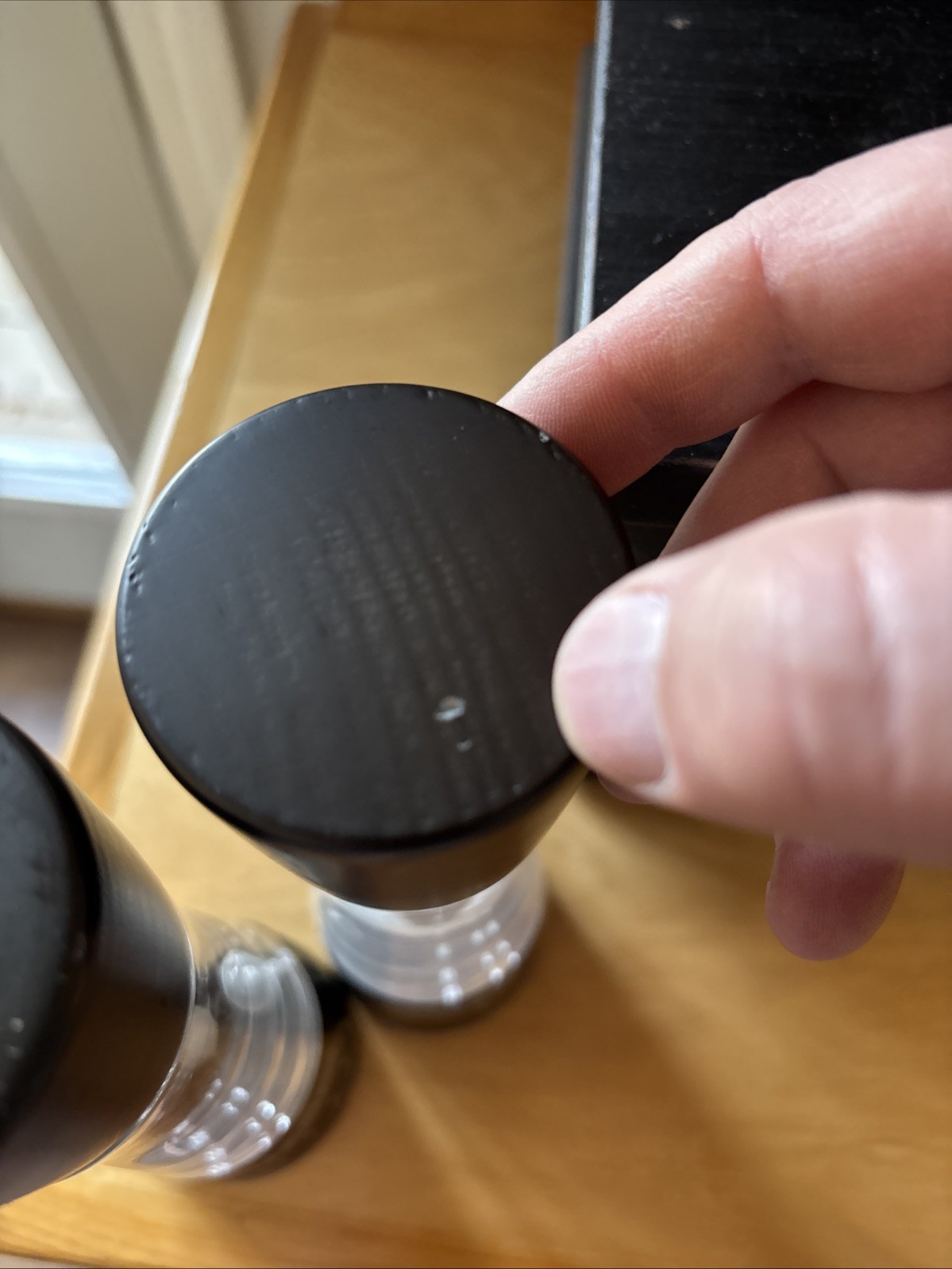 Cole & Mason Derwent Salt & Pepper Mill Set Black Wood Acrylic Grinder Used