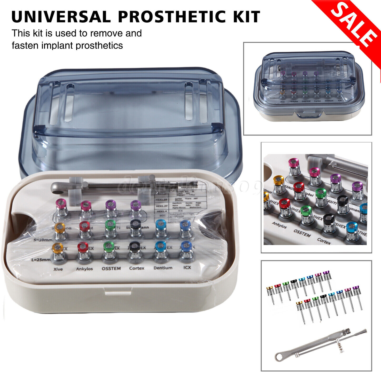 Dental Universal Implant Prosthetic Kit Torque Wrench Screw Drivers Remover +Box
