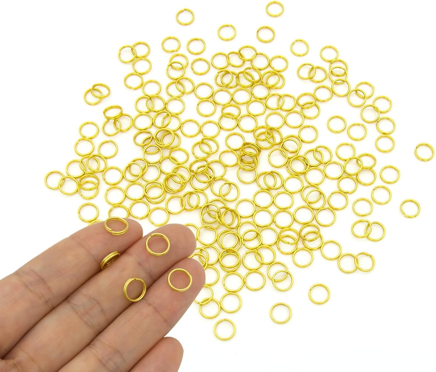 200pcs 8mm Mini Split Jump Ring with Double Loops Small Round Metal Golden Key R