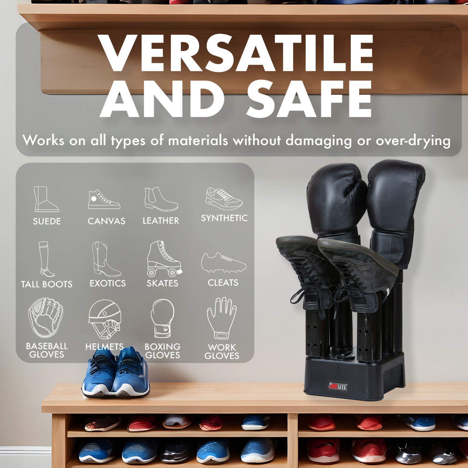 JobSite Boot Dryer - Mighty Dry Boot Dryer with Heat Blower Fan