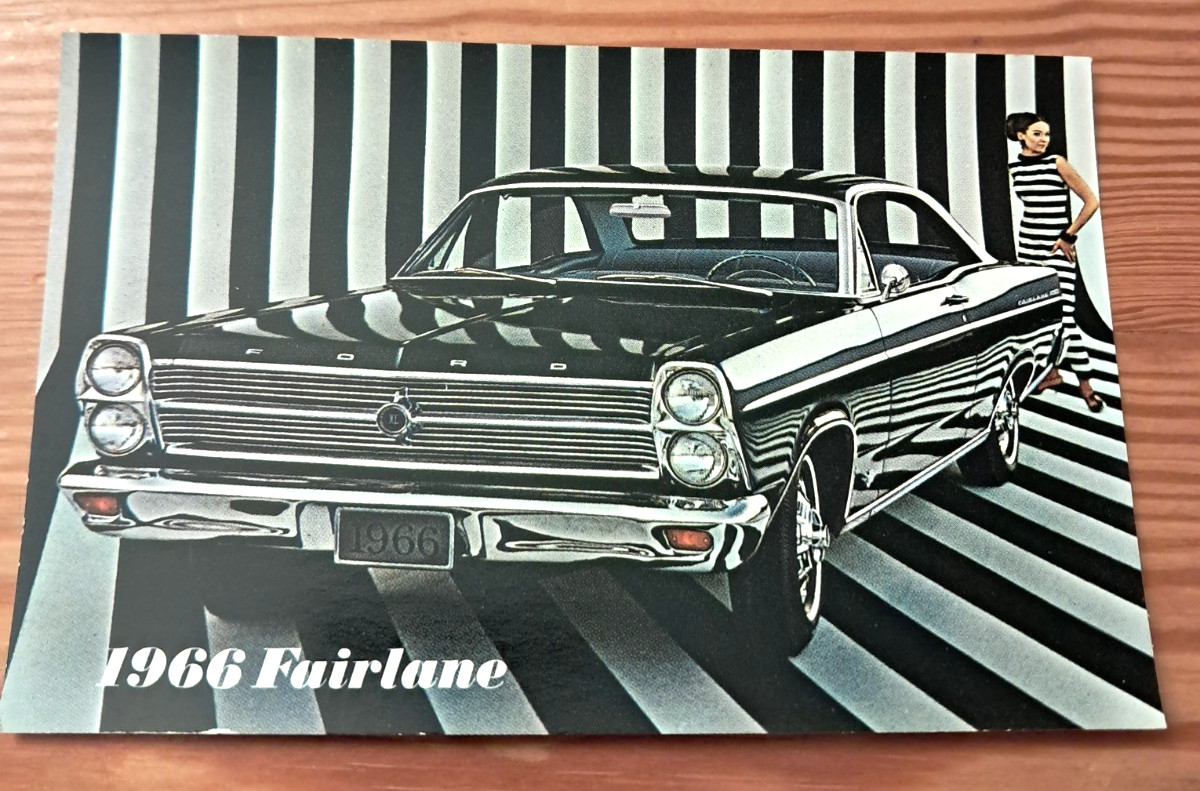 1966 Ford Fairlane Hardtop Dealership Post Card NOS