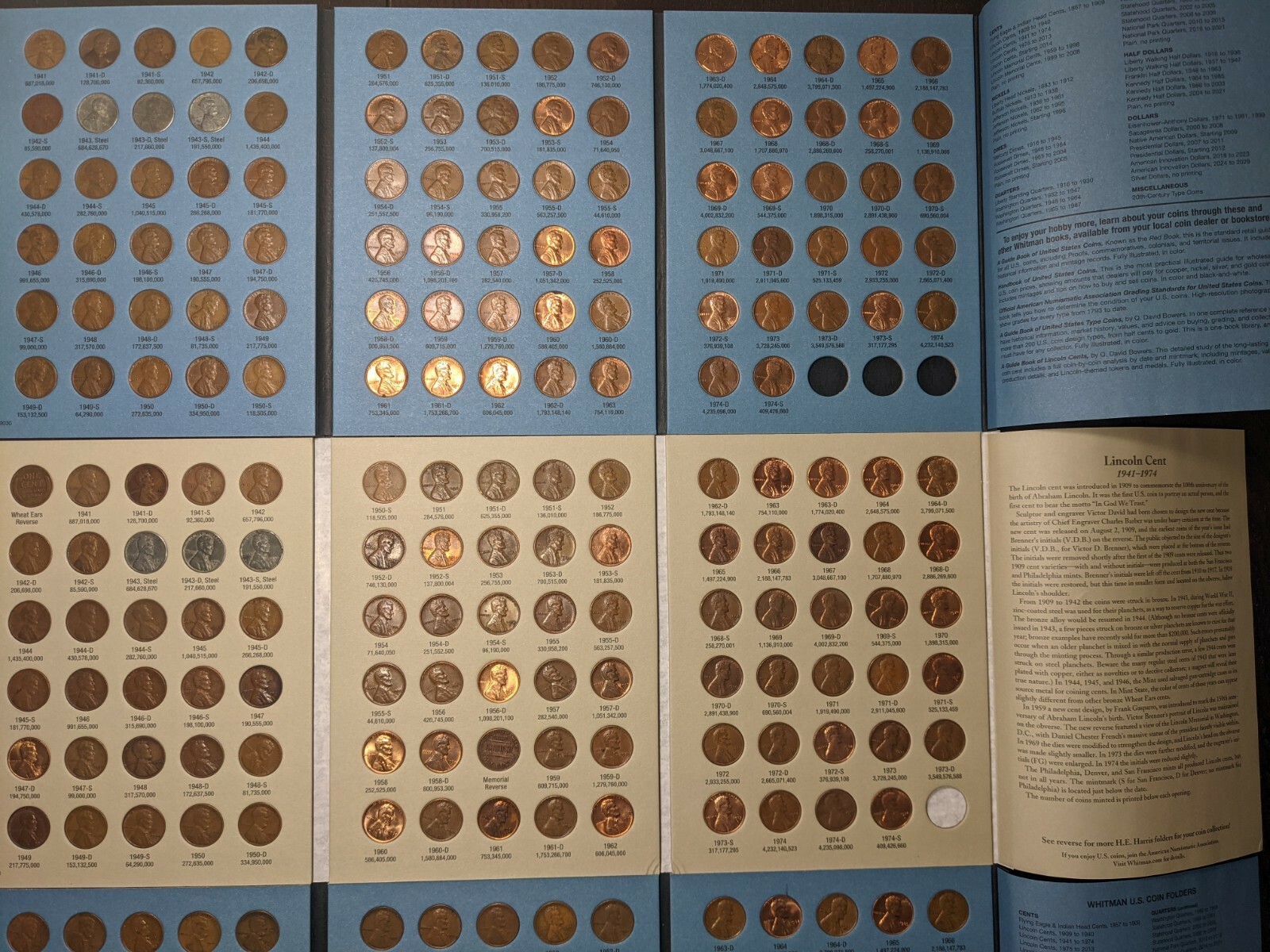 One Completed Lincoln Head Cent Collection - Book Number 2 Album 1941-1974 P,D,S