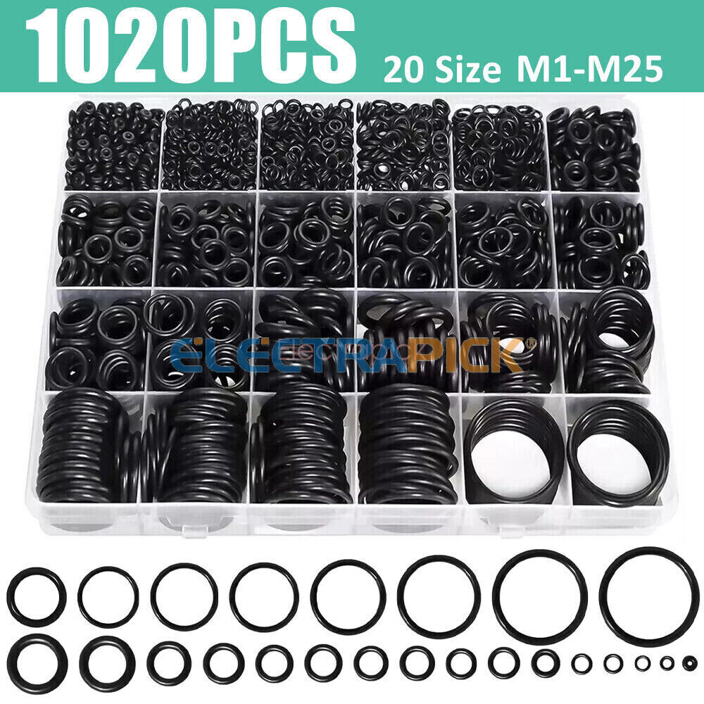 1020 Pcs O Ring Kit 20 Size Nitrile Rubber Oring Assortment Set for Car Auto Veh