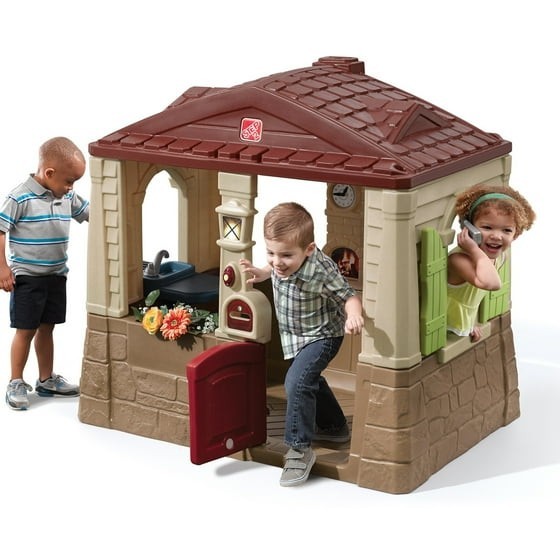 Step2 Neat & Tidy Cottage II Brown Playhouse Plastic Kids Outdoor Toy