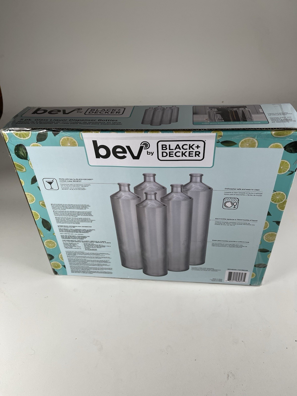 Bev by BLACK+DECKER 5 Pack Glass Cocktail Dispenser Bottles Model BEWB105