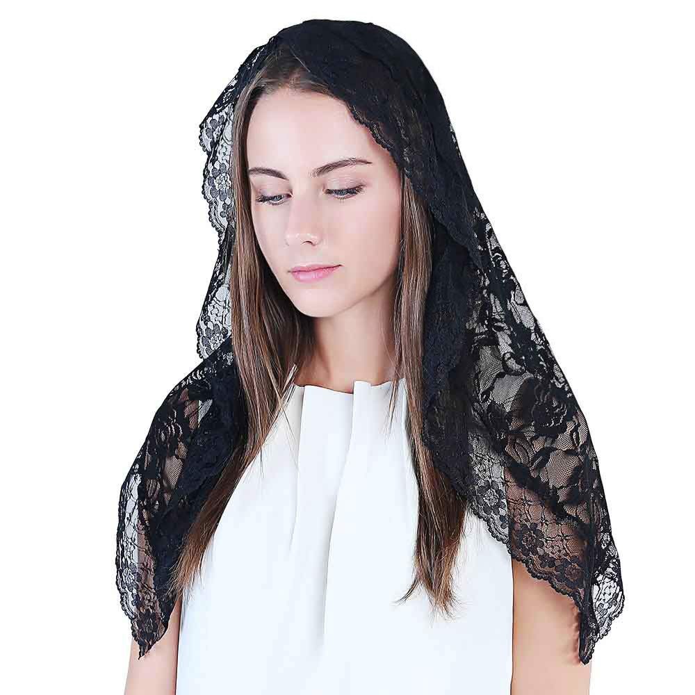 Black Veil Lace Mantilla Catholic Church Chapel Veil Head Covering Latin Mass
