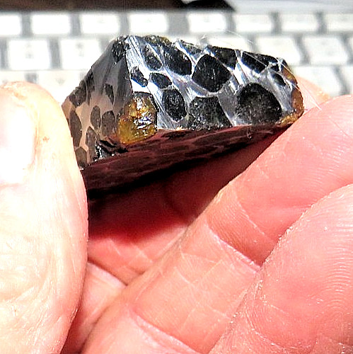 46 gm SERICHO pallasite Meteorite slice wedge shape from Kenya std olivine JAL