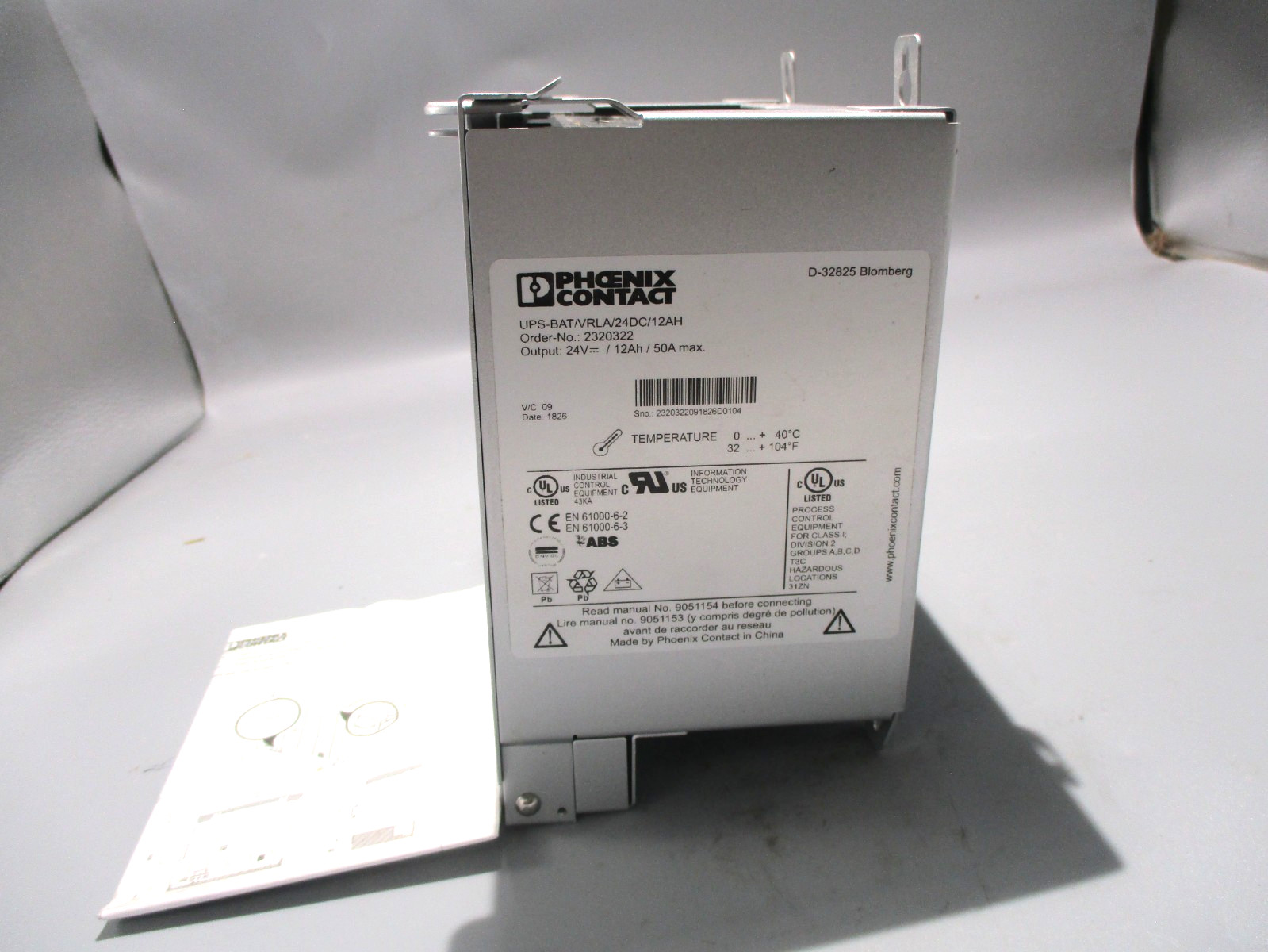 NEW PHOENIX CONTACT UPS-BAT/VRLA24DC/12AH POWER SUPPLY 2320322