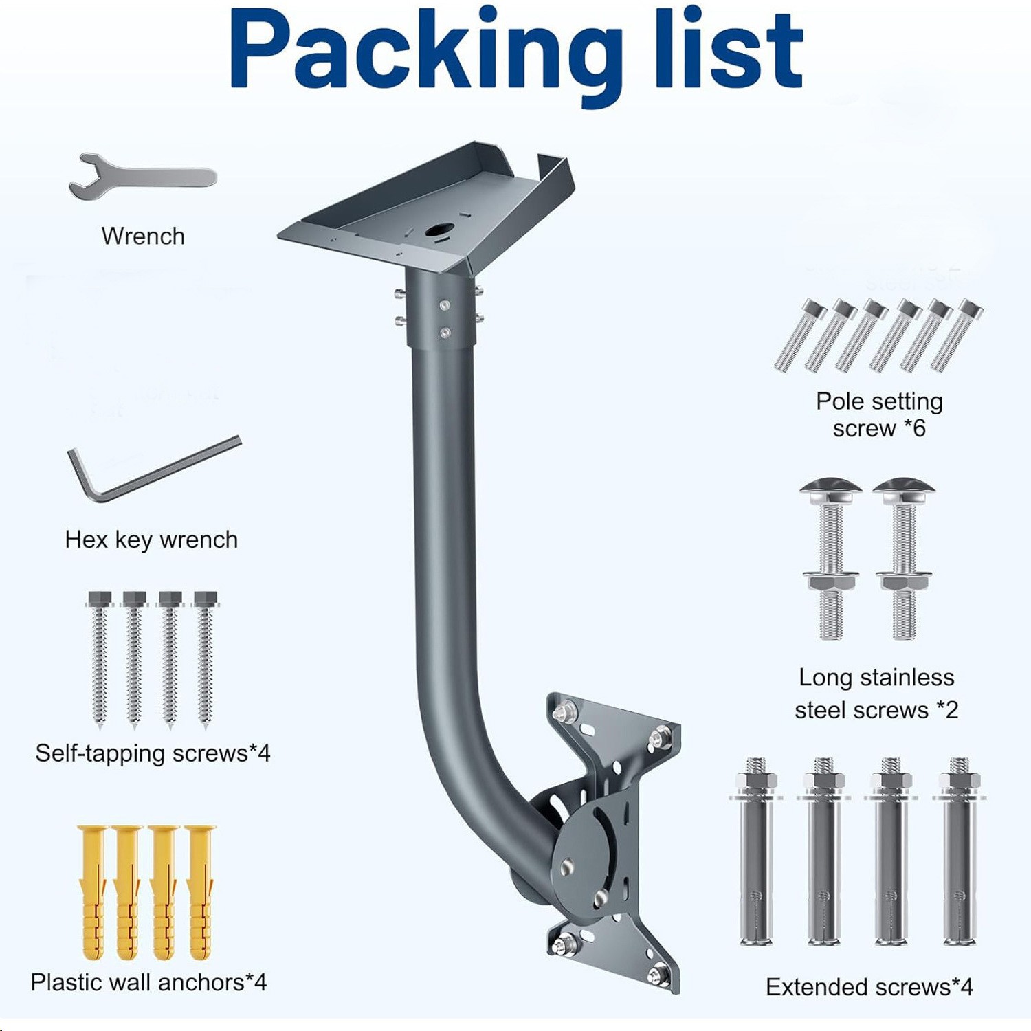 Starlink Gen 3 Mount, 180° Adjustable, Heavy-Duty Metal, Gray, Wall/Roof Mount