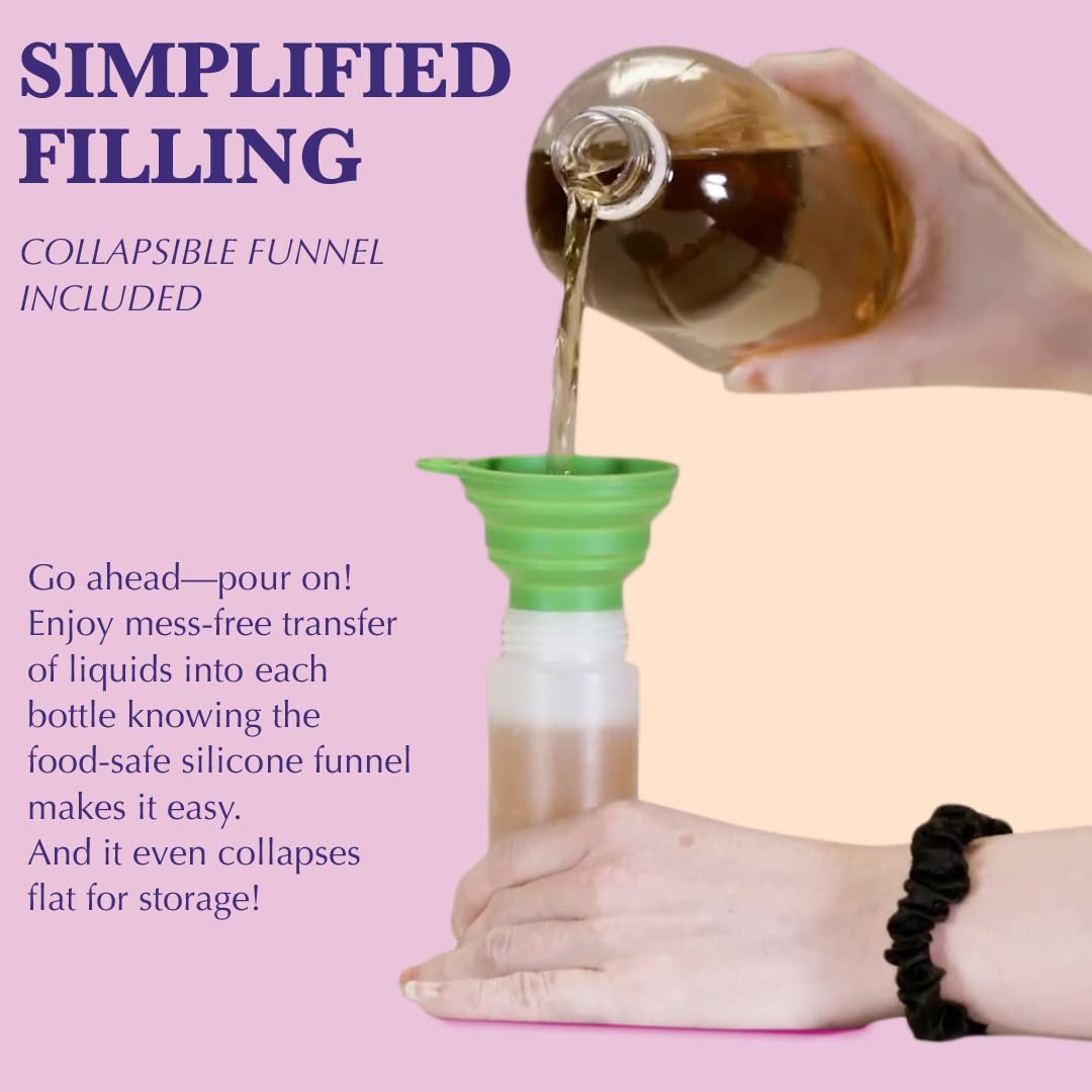 6-Pack Condiment Squeeze Bottles - Funnel, Erasable Marker, Labels - 4 oz