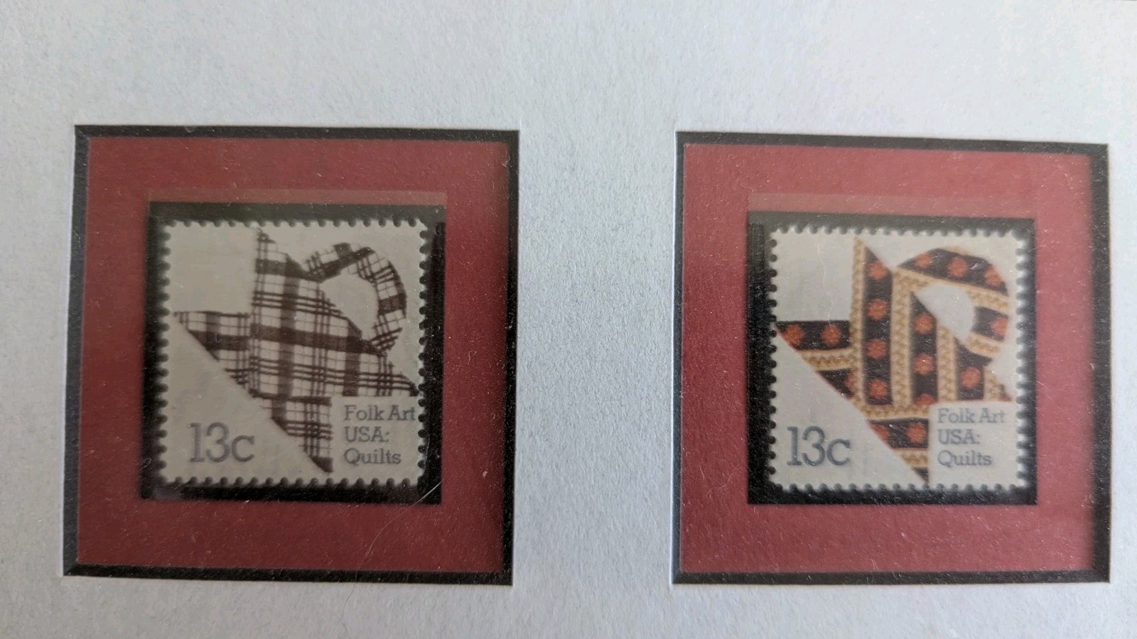 American Quilts First Day Cover Stamps 1978 Full Set Professionally Framed