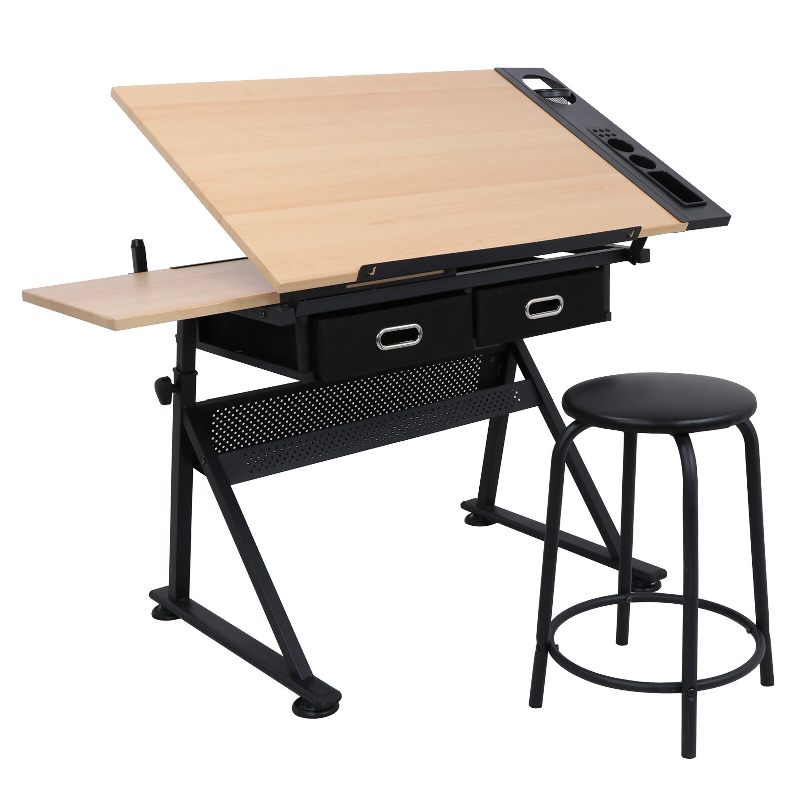 Adjustable Drafting Desk Drawing Table with Stool Arts & Crafts Creative Center