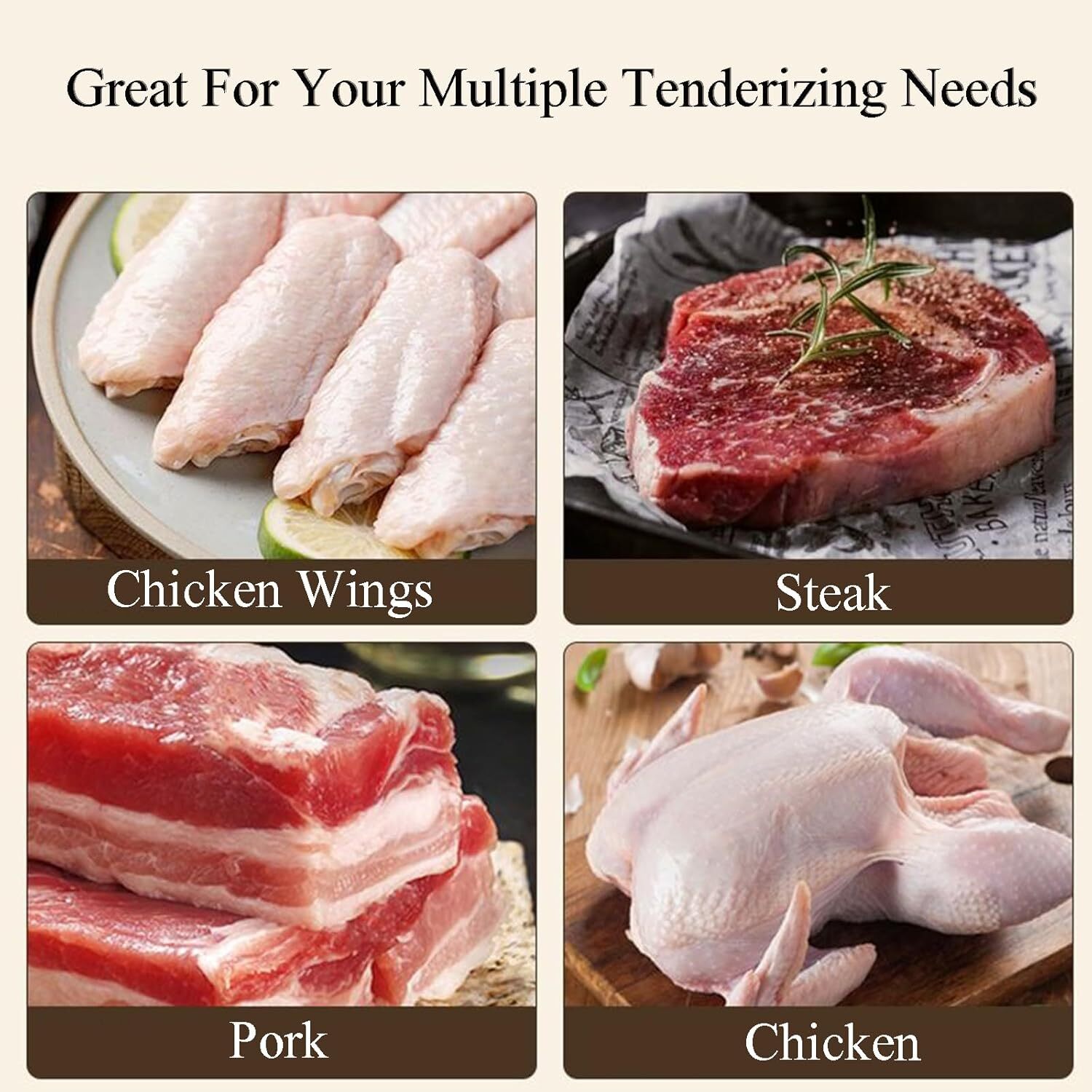 Meat Tenderizer Tool 21Needles Stainless Steel for Tenderizing Kitchen Tool USA