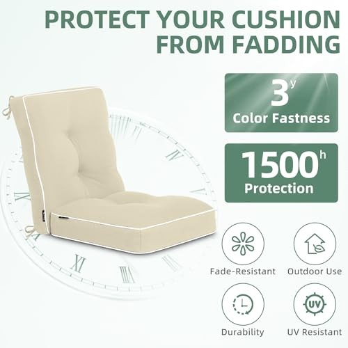 Outdoor Rocking Chair Cushion 17 × 17 Inch 17 x 17 Inch (Seat&Back Set) Beige