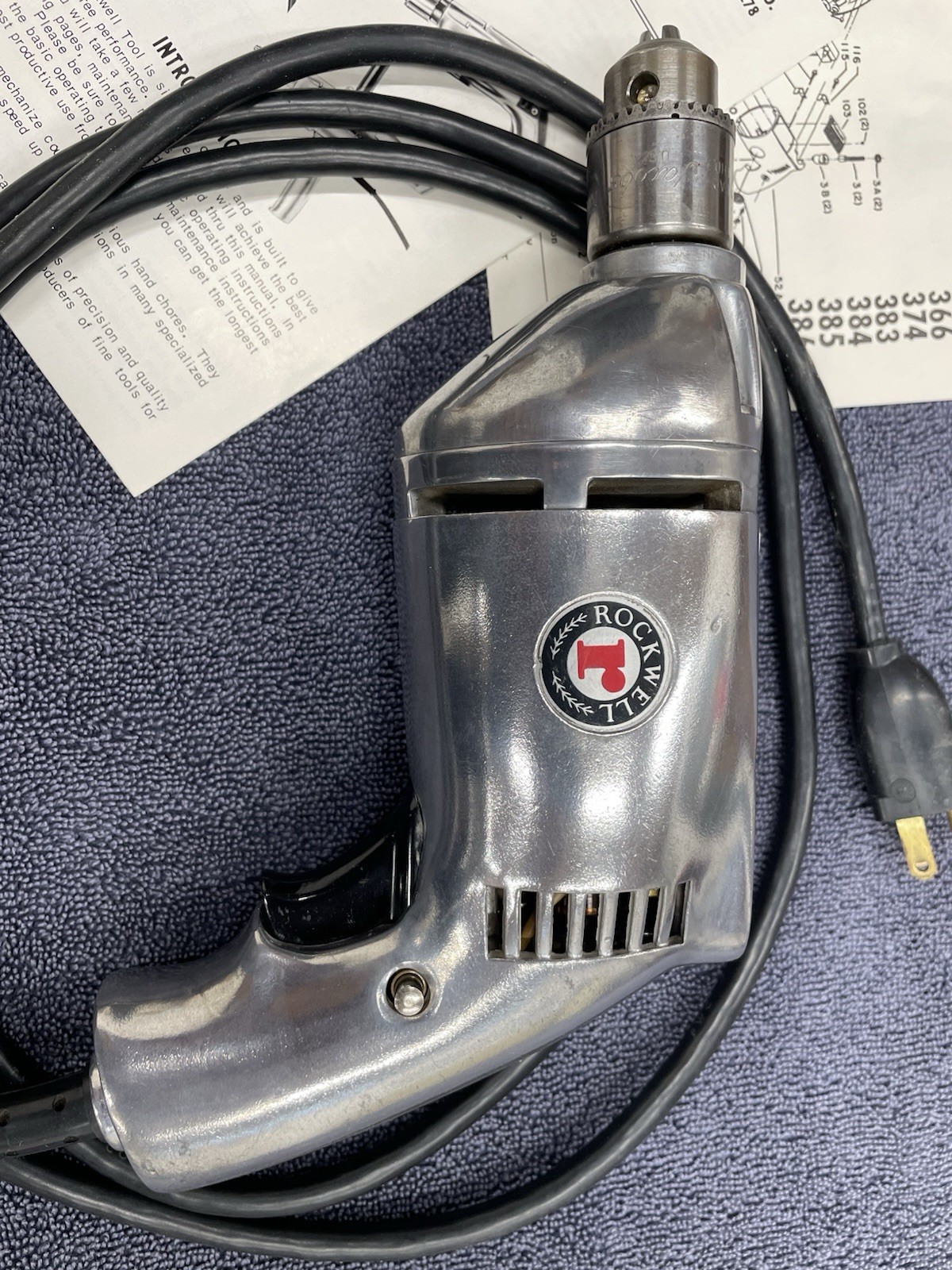 Vintage Rockwell Drill Model 366 3/8 Heavy Duty Drill