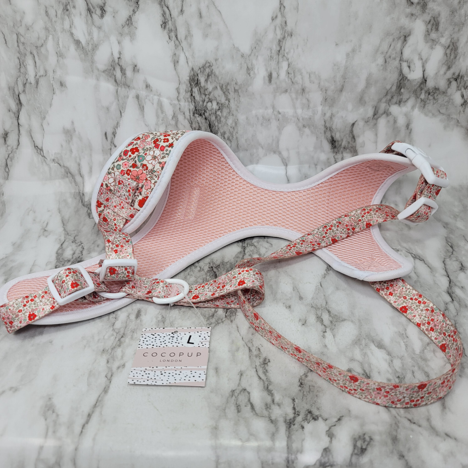 Cocopup Quilted Cute Flowers Adjustable Neck Harness Size Large