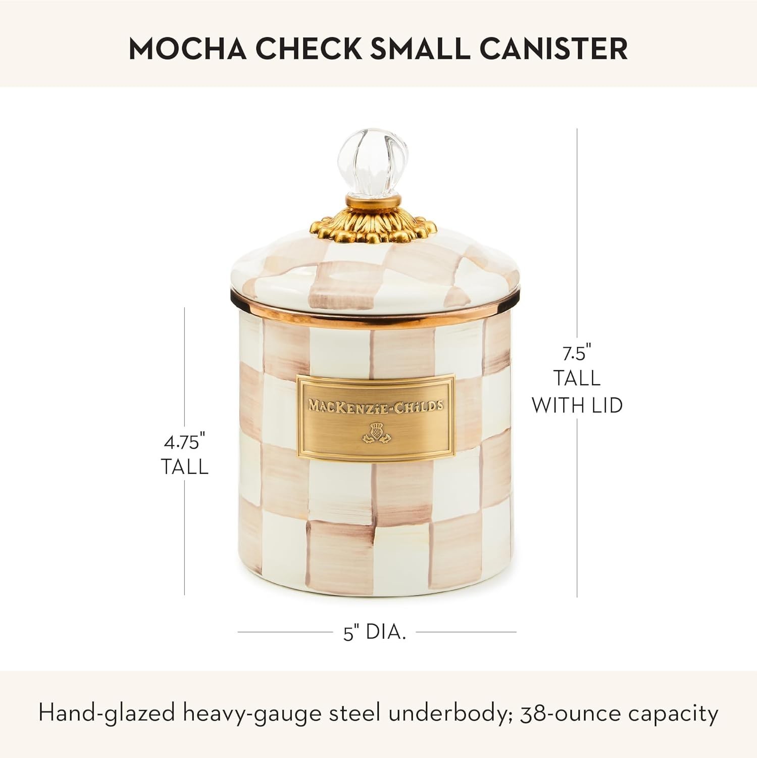 MacKenzie-Childs Mocha Check Canister- Small