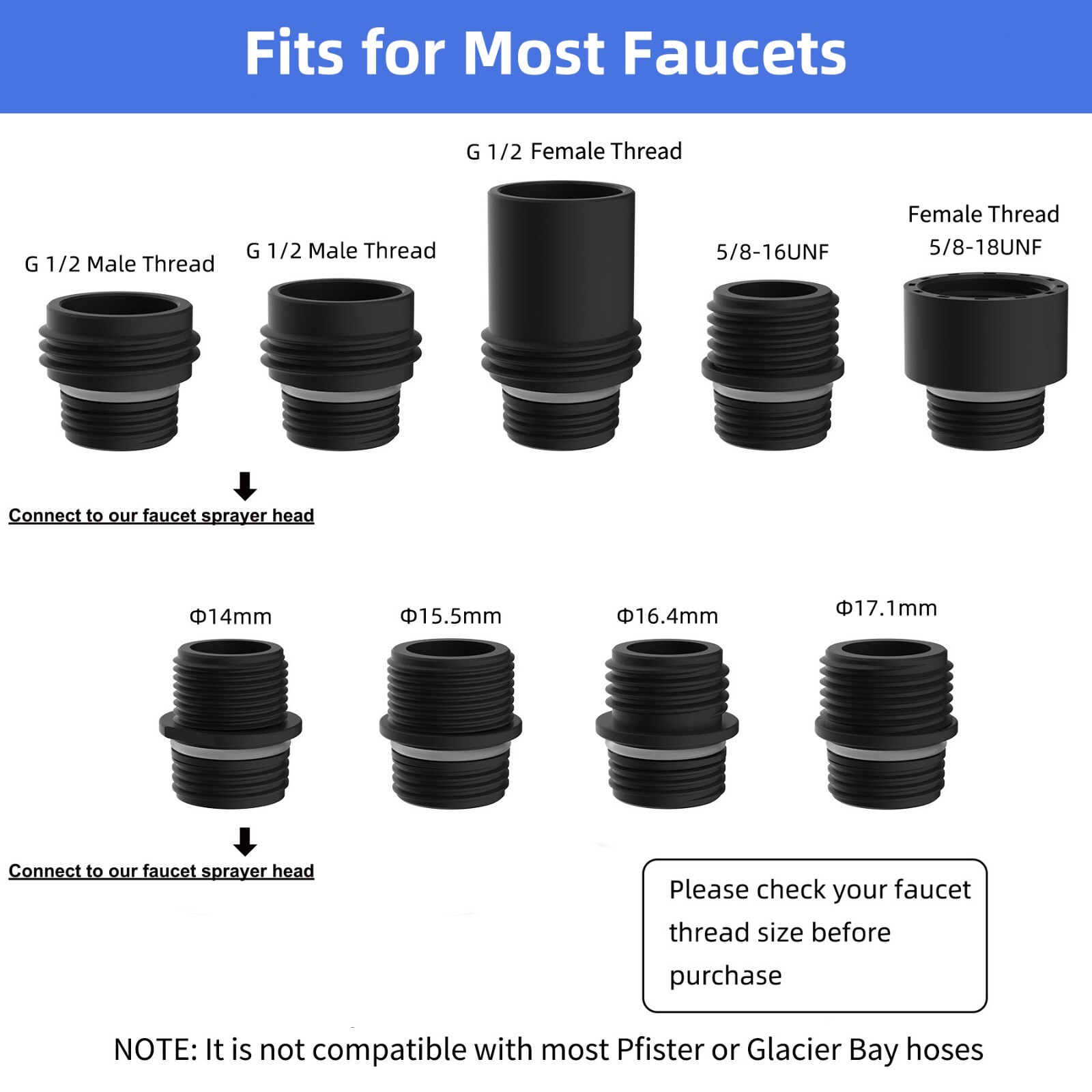 Pull Down Kitchen Faucet Head Replacement Compatible with Moen Delta Faucets US