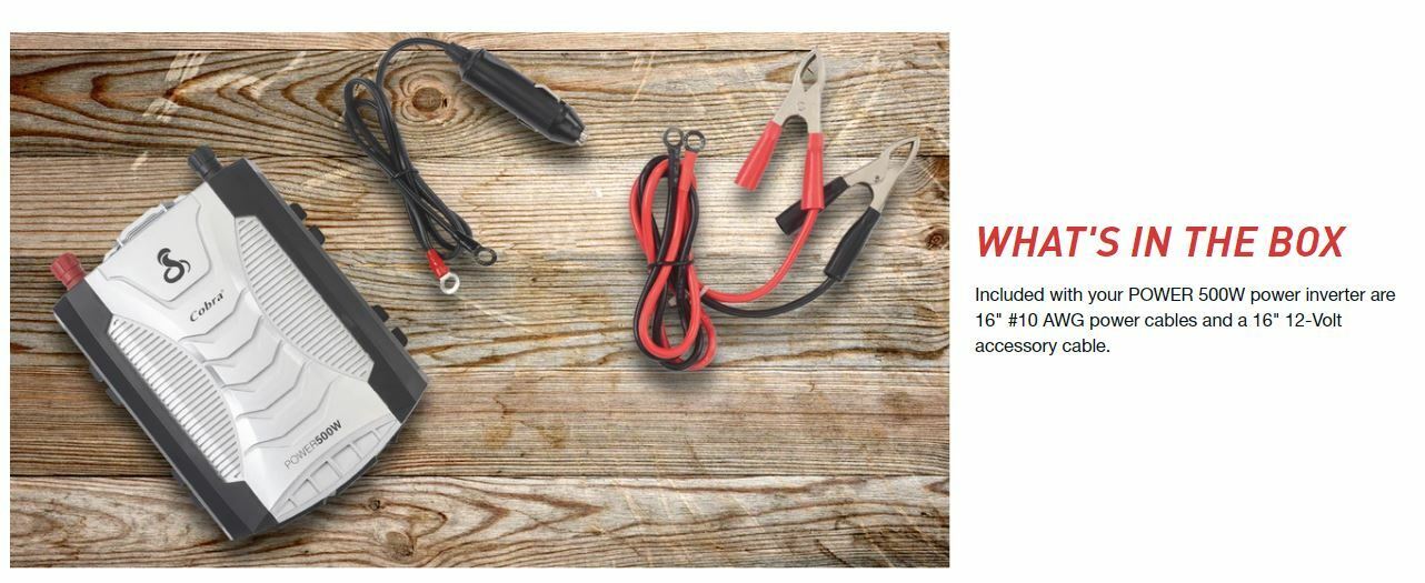 Cobra Power 500W Power Inverter Portable Car Charger Certified Refurbished