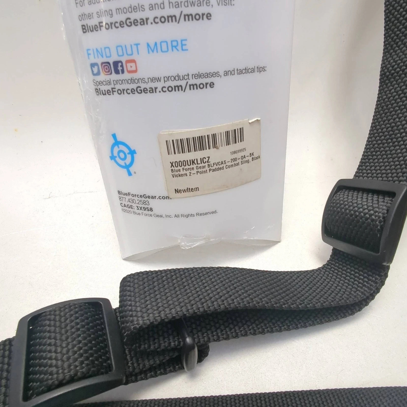 Blue Force Gear Vickers Sling 2-Point Light,Padded Combat Rifle Carbine 57"- 67"