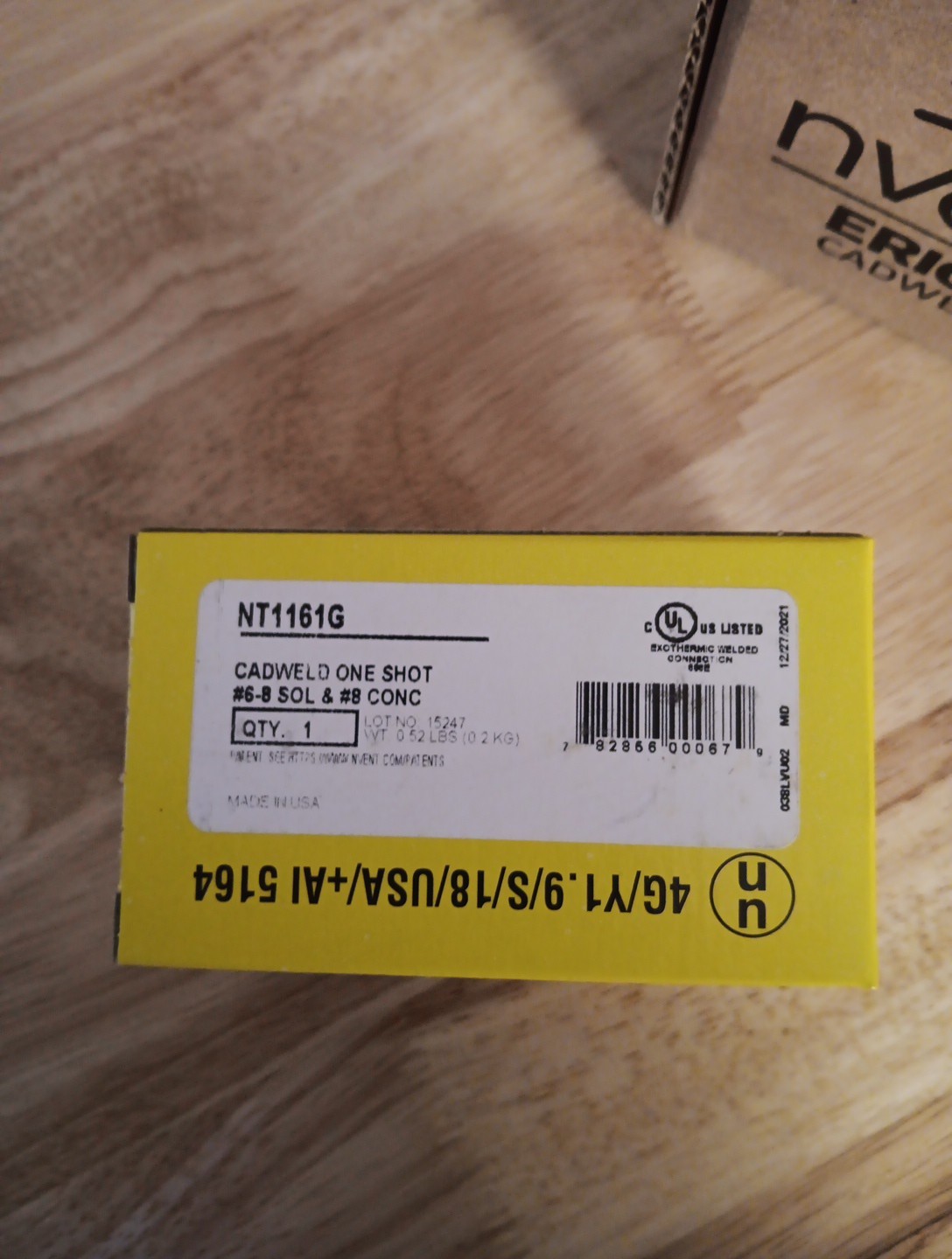 Box Of 6 Cadweld One Shot NT1161G #6-8 Solid & #8 Concentric To 5/8 Grd Rod