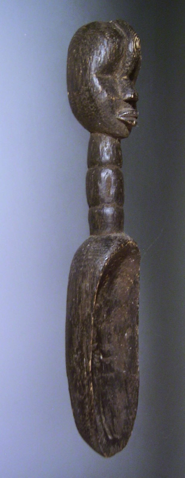 Hand Carved Authentic Wood African Tribal Head Handle Serving Spoon