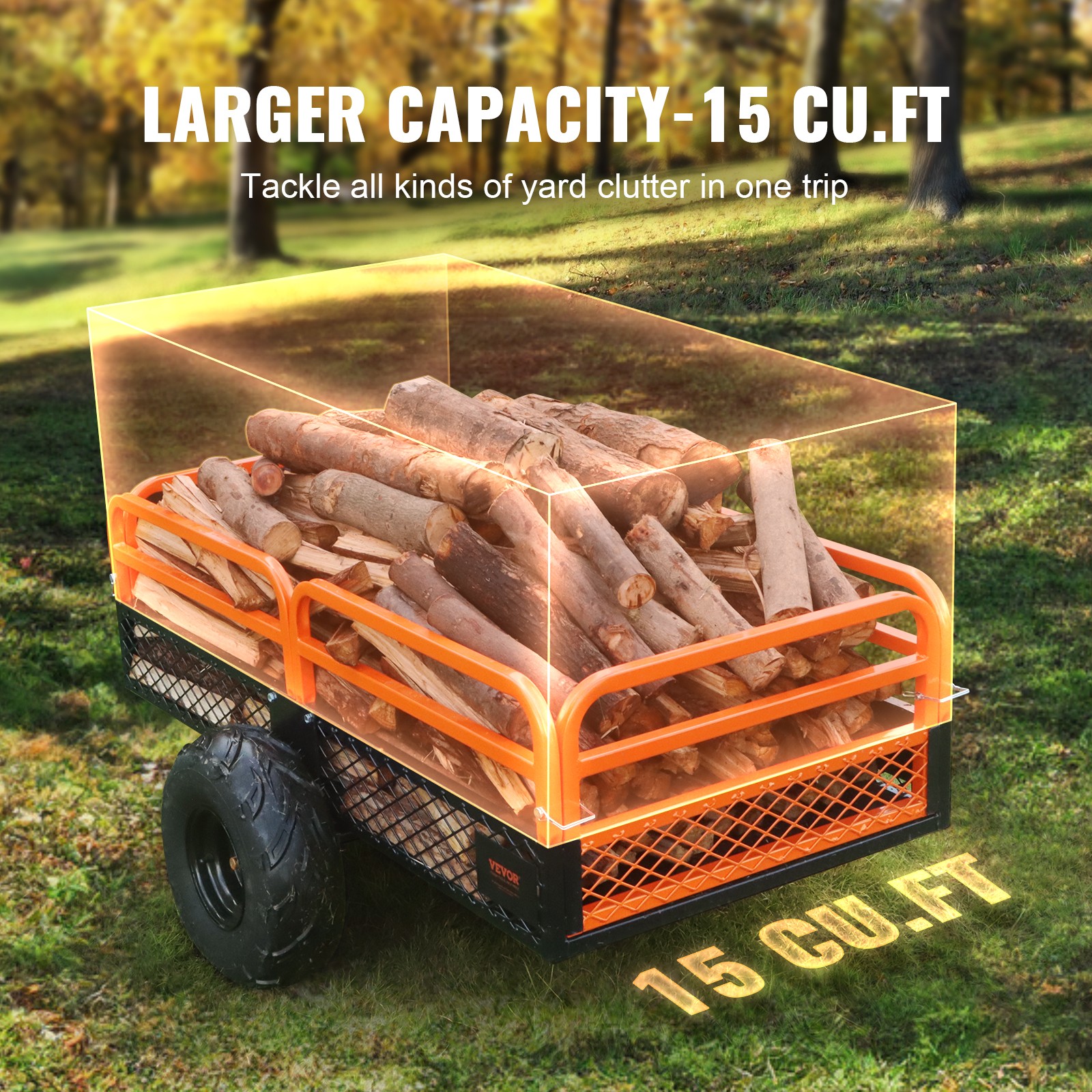 VEVOR Dump Trailer Tow Behind Dump Cart 1500 lbs 15 Cu. Ft. Steel Construction