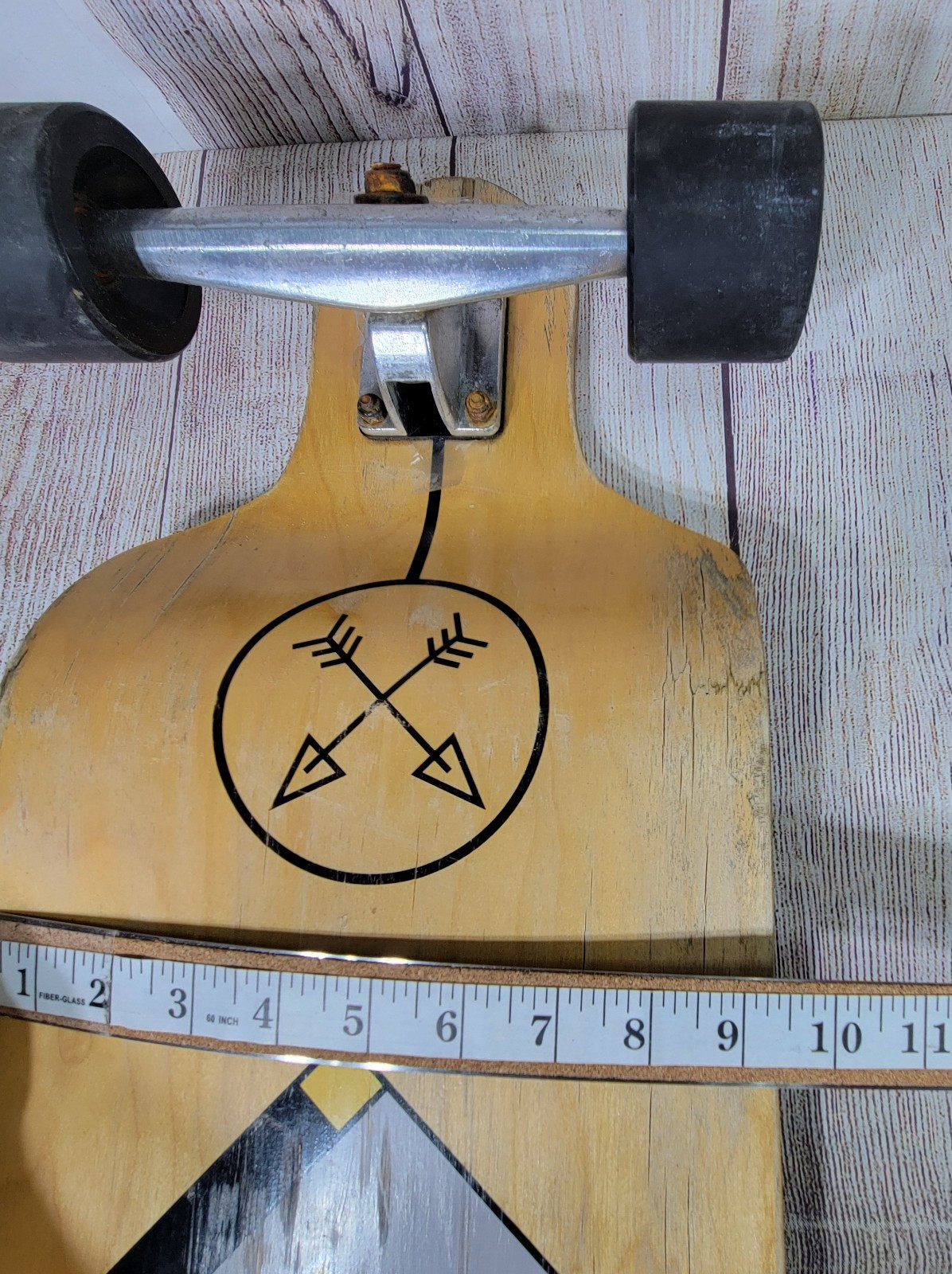 Xtreme Free Skateboard Longboard Abstract Geometric Dog Drop Down 42" (worn)