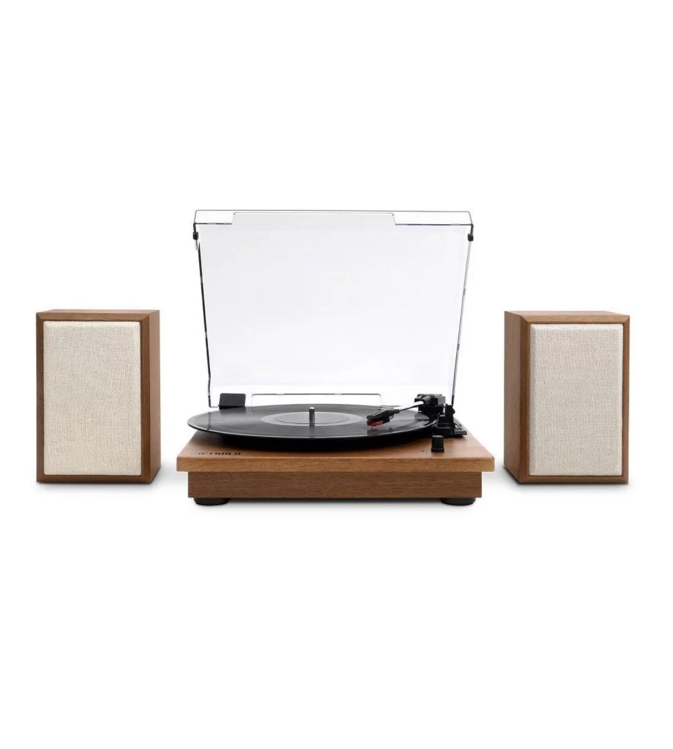 Victrola The Kingfield Record Player Bluetooth Shelf System w Bookshelf Speakers