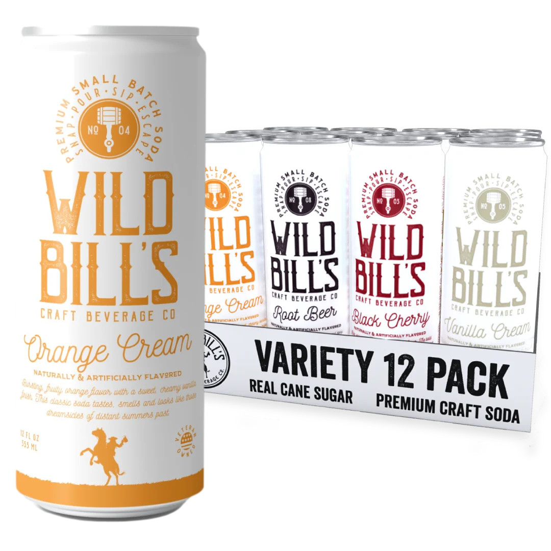Wild Bill's Soda Pop VARIETY "ORIGINAL FLAVORS" 12-PACK - 12oz - FREE SHIPPING