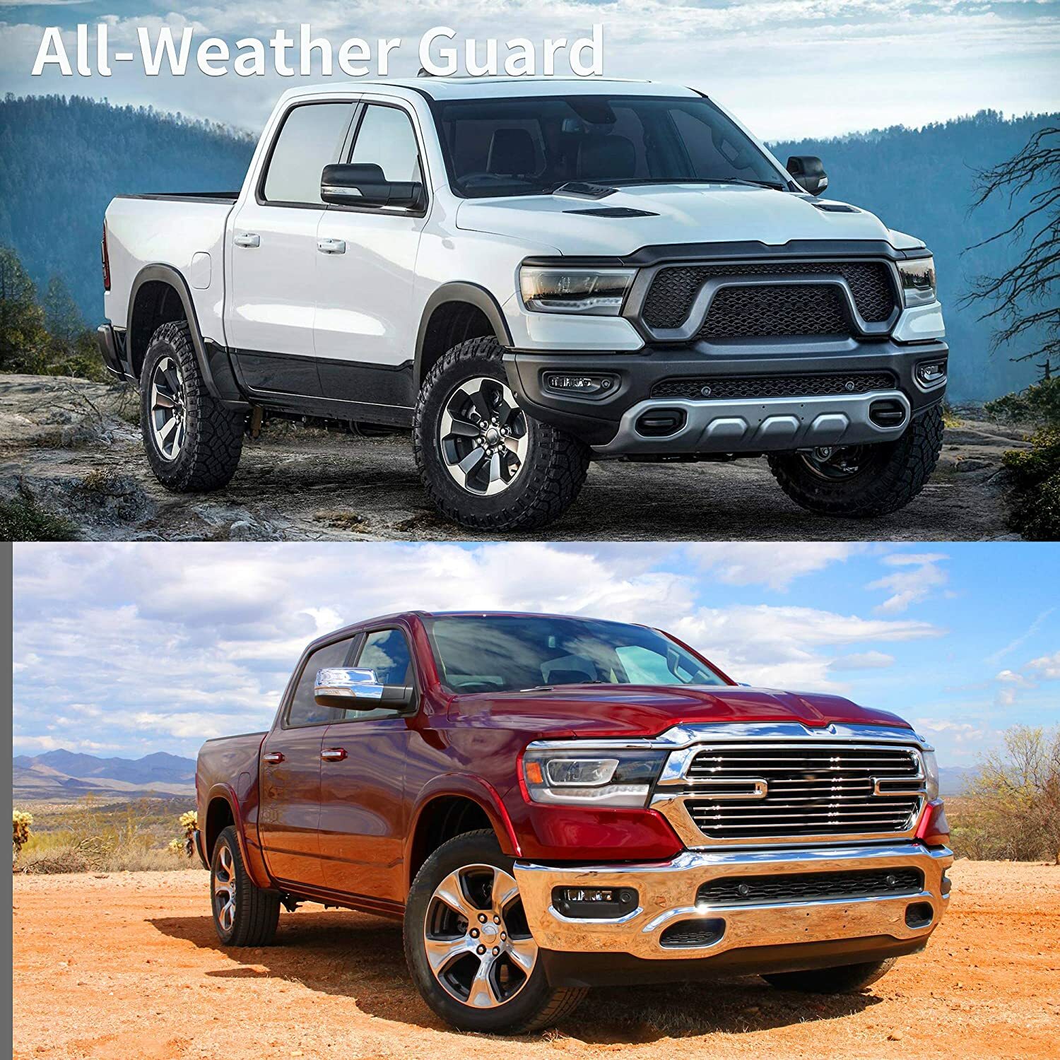 OEDRO Floor Mats for 2019-2024 Dodge Ram 1500 Crew Cab All Weather TPE Liners