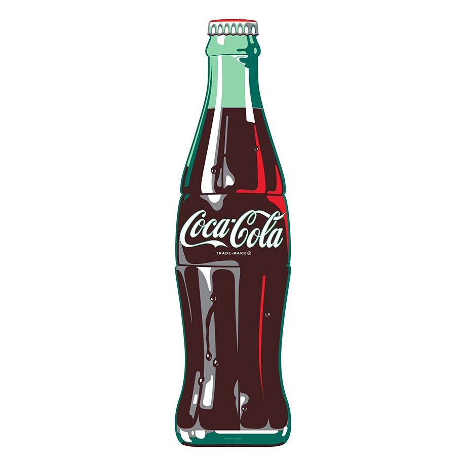 24in Classic Glass Coke Bottle Coca-Cola Die Cut Embossed Hanging Metal Sign