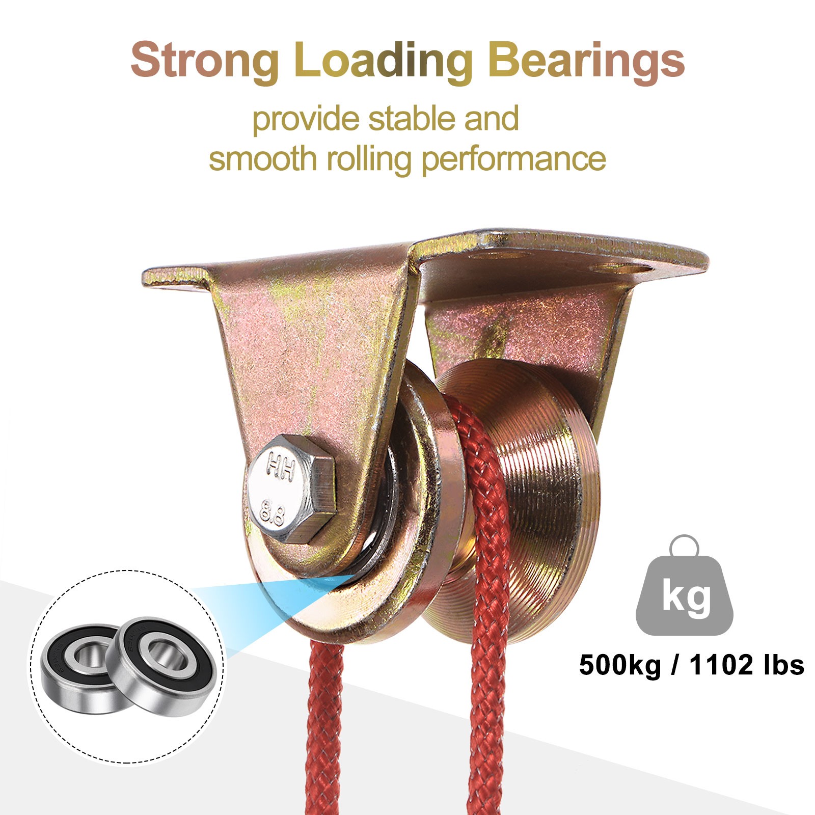 4pack 3" V-Groove Wheel Sliding Gate Caster for Inverted V-Track Gold