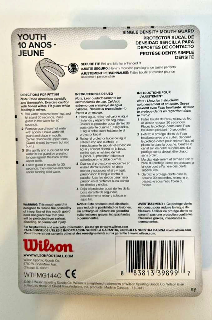 Wilson Single Density Mouthguard Without Strap Youth Clear