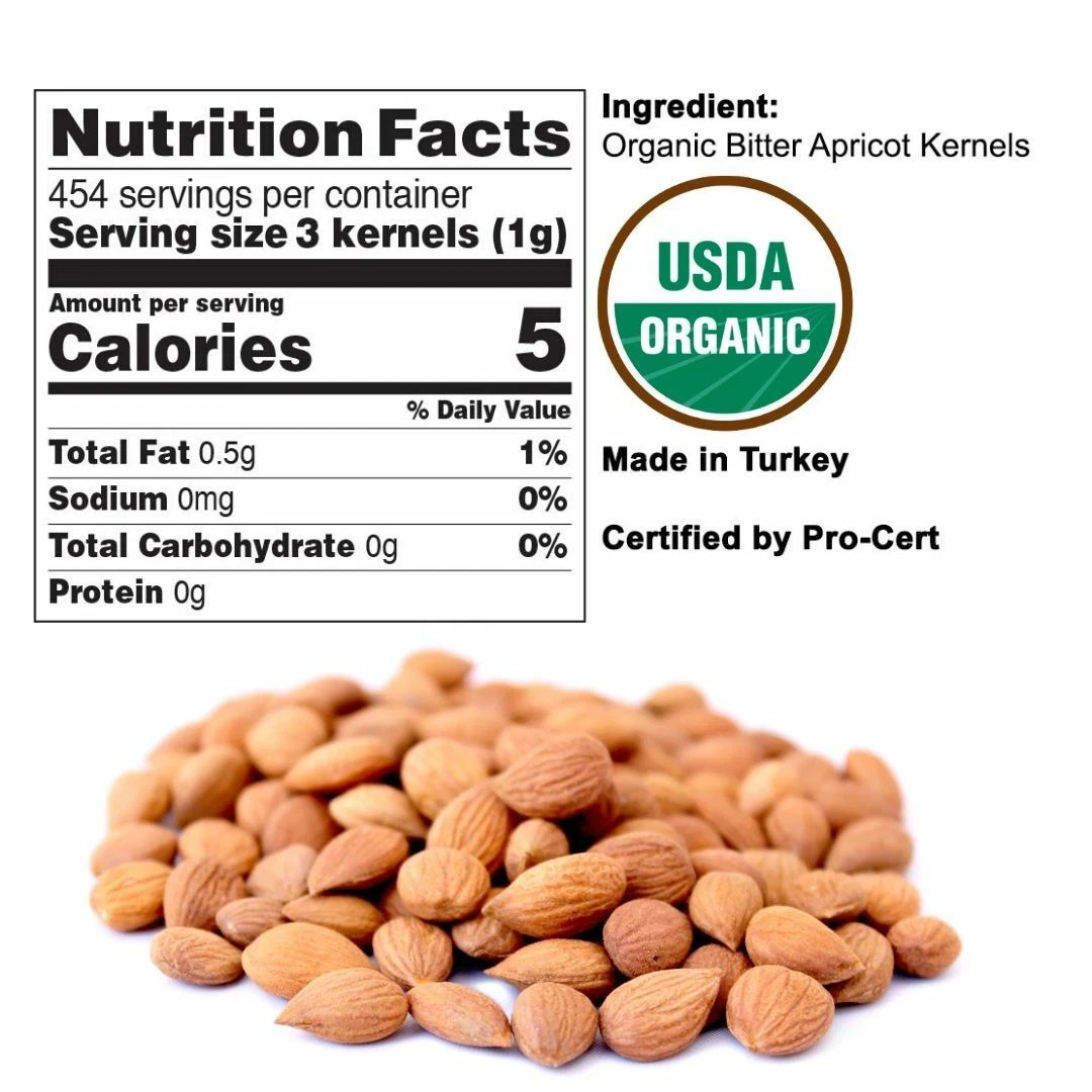 Bitter Apricot Kernels Organic Raw (1 LB) USDA Organic Certified - Turkey