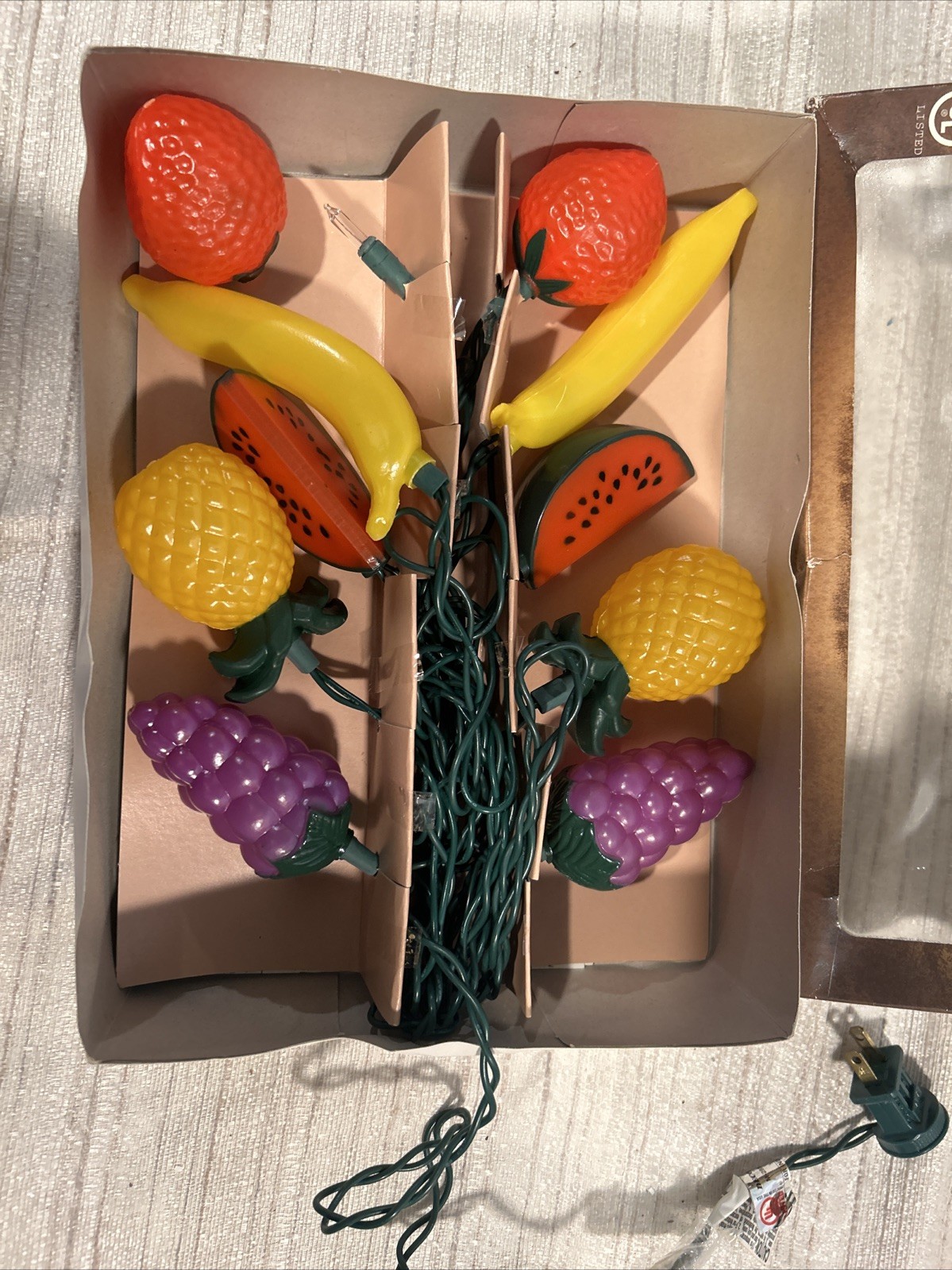 Vintage Blow Mold Fruit String Lights 10 Party Patio Lights Plastic RV Camping