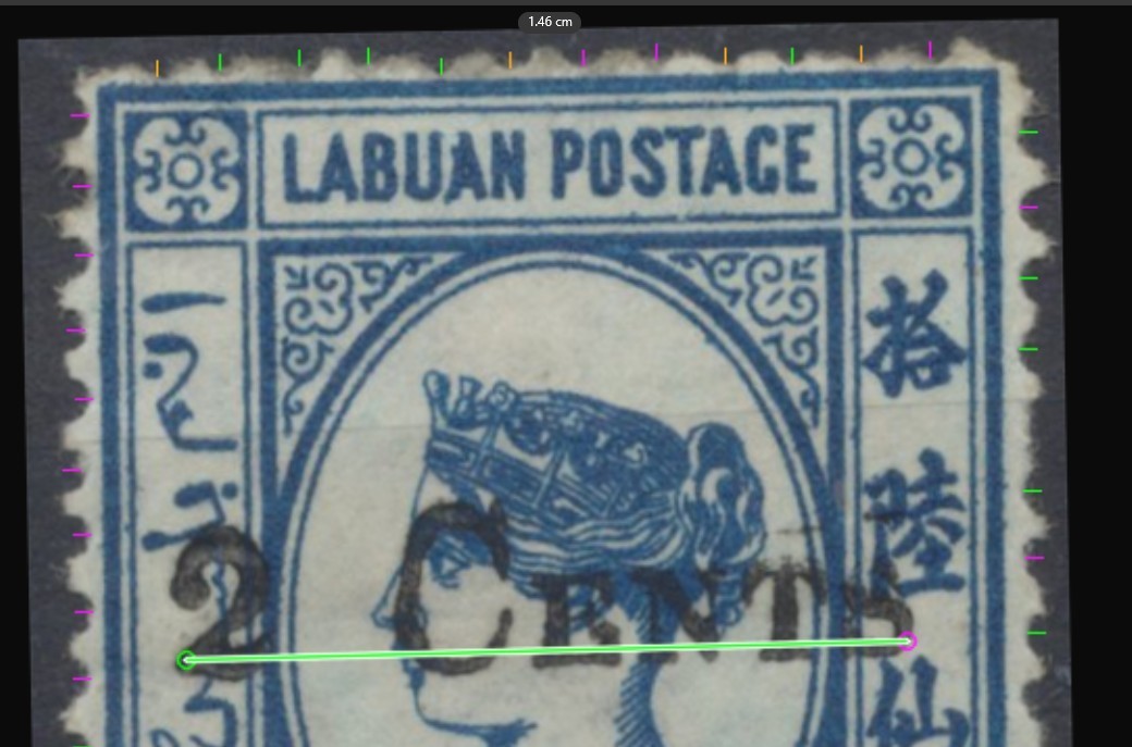 Labaun Stamps 1885 2c (Type T7) on 16c blue, wmk reversed SG24x Mint CV £1200