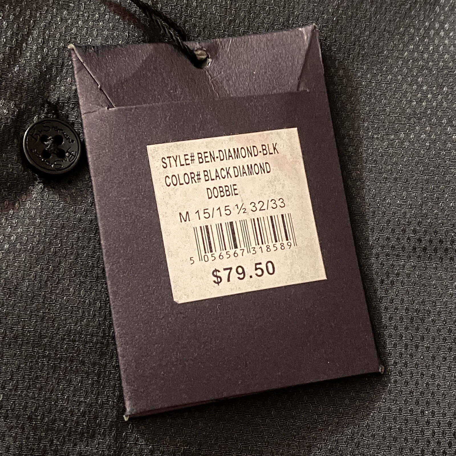 NWT Ben Sherman Slim Fit Black Button Down Dress Shirt Men’s M 15/15.5 32/33