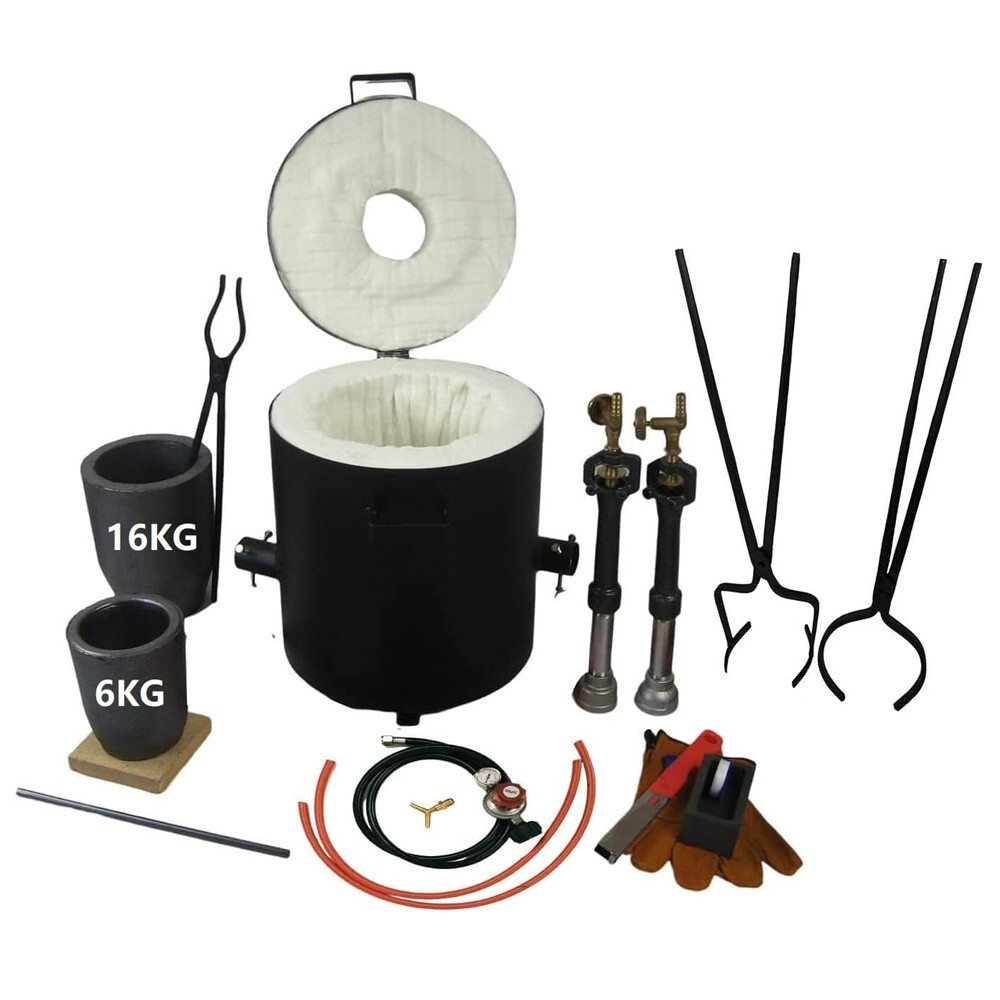 16 KG Gas Metal Melting Furnace Kit Foundry Casting Lifting and Pouring Tongs