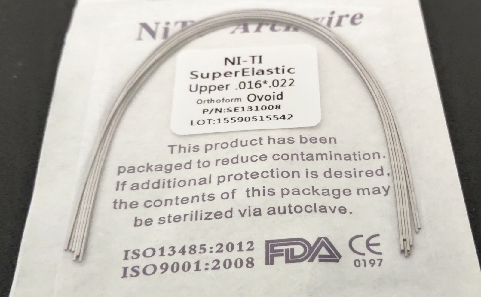 Dental Orthodontic Rectangular Super Elastic Niti Arch Wire Bows Ovoid Form