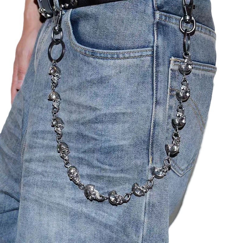 Silvery Skull Jeans Chain Hip Hop Punk Waist Chain Men's Accessories Alloy