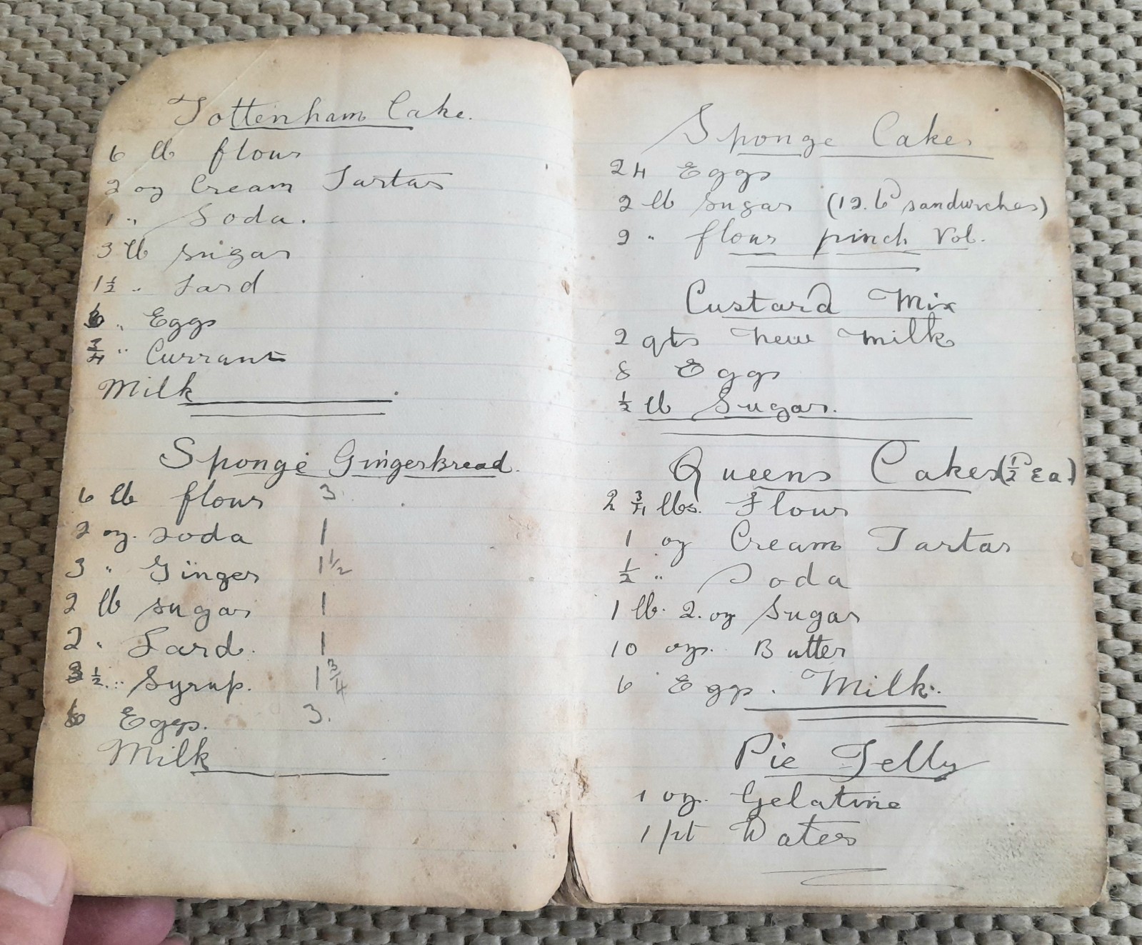 ANTIQUE HANDWRITTEN COOKERY RECIPE NOTEBOOK OF SWEET & SAVOURY DISHES, c1900
