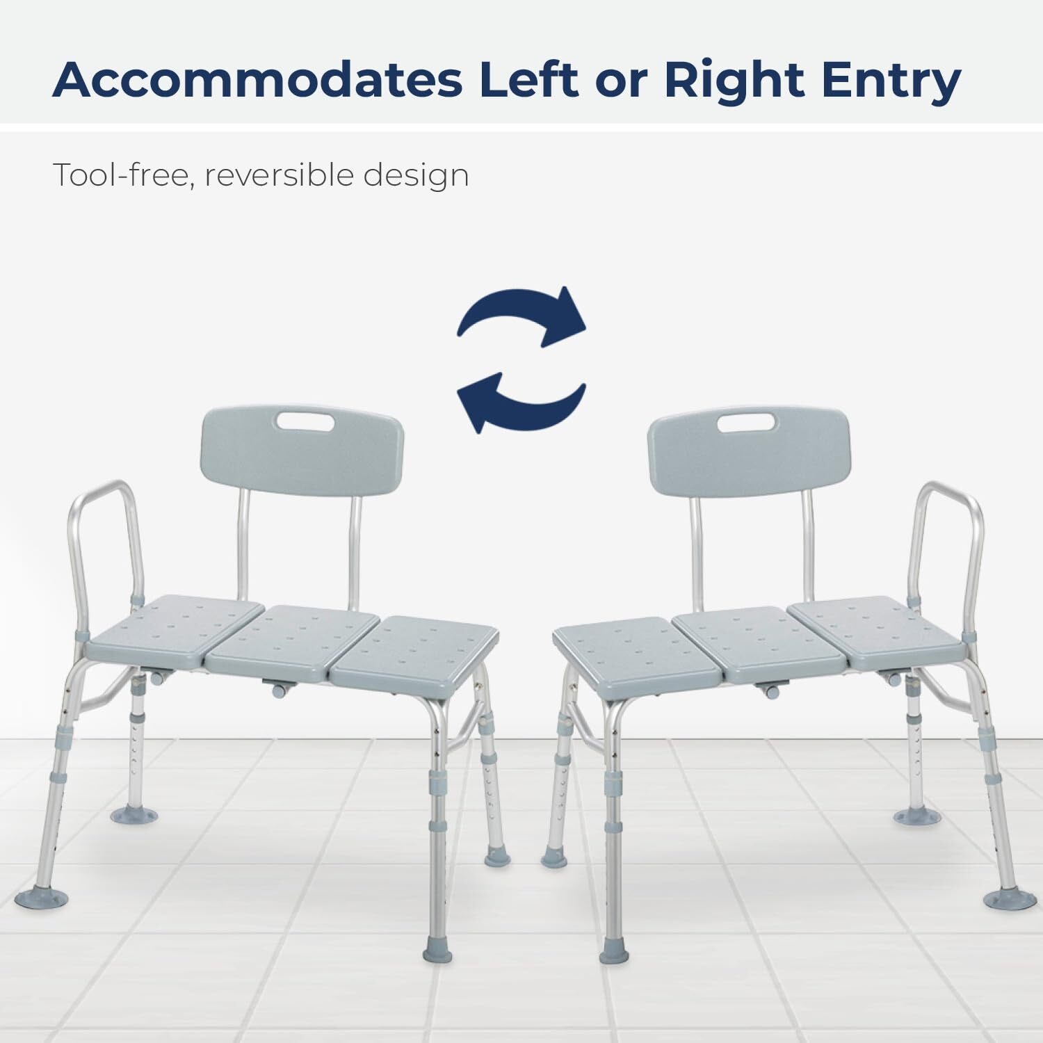Drive Medical 12011KD-1 Tub Transfer Bench For Bathtub Height Adjustable Shower