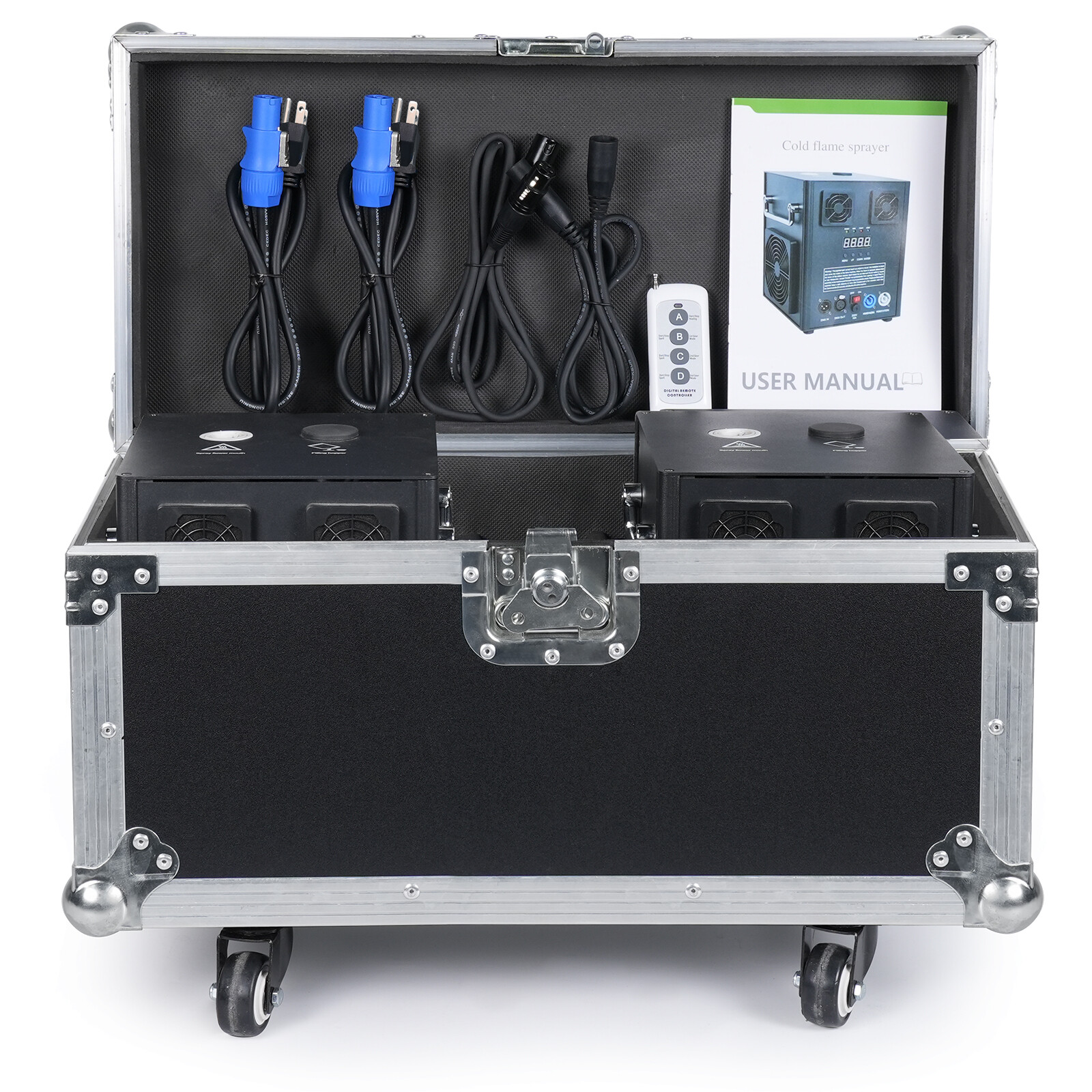 2PCS 700W Cold Spark Machine Stage Effect Sparklers W/Remote Wedding+Flight Case
