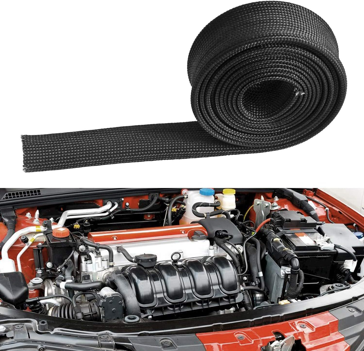 Heat Hose Fiberglass Wrap Shield Sleeve Adjustable 10FT-15MM(5/8"）Wire Fuel Line