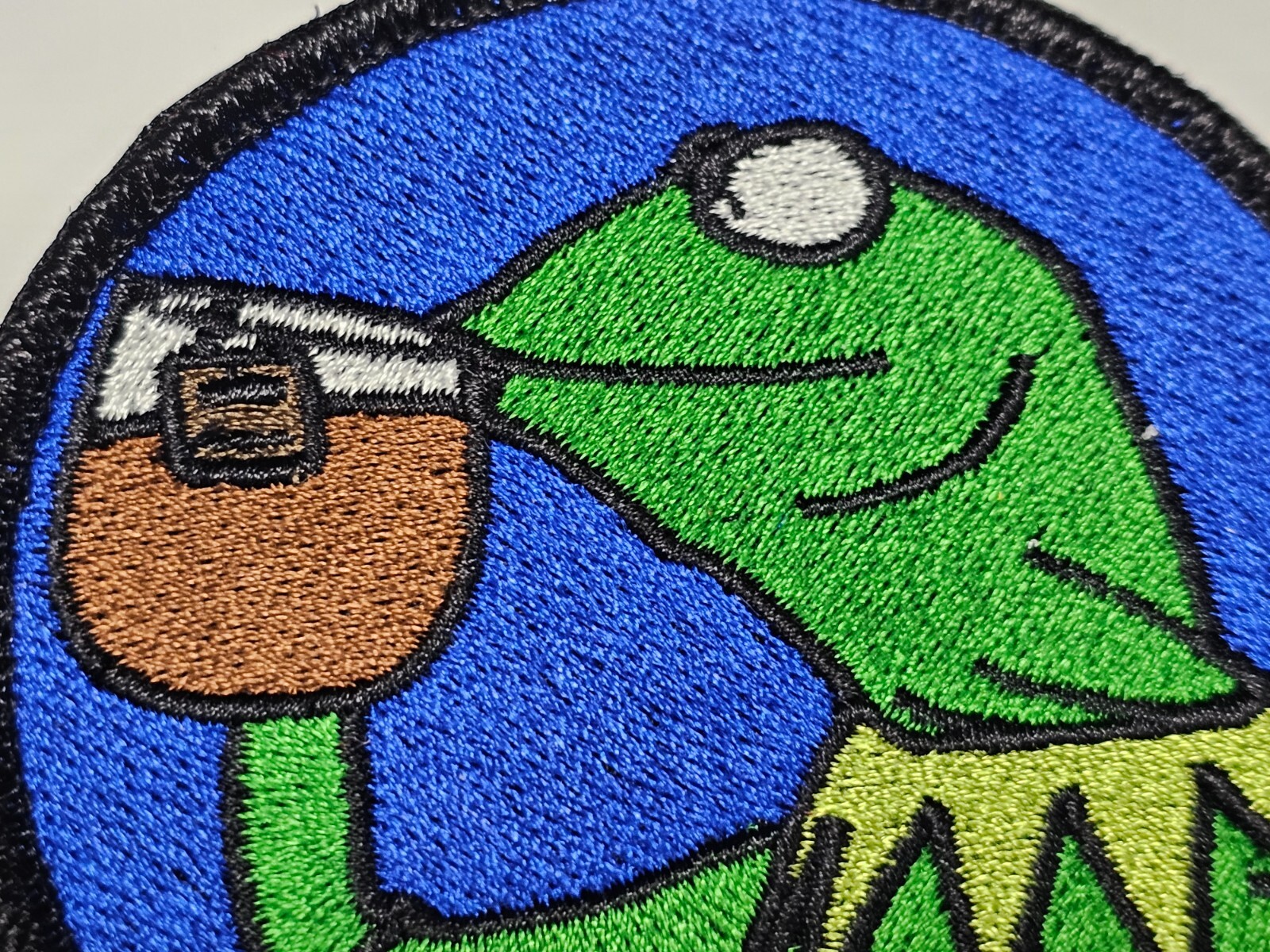 Kermit But That's None of My Business Sipping Tea Meme Full Color Patch Hook